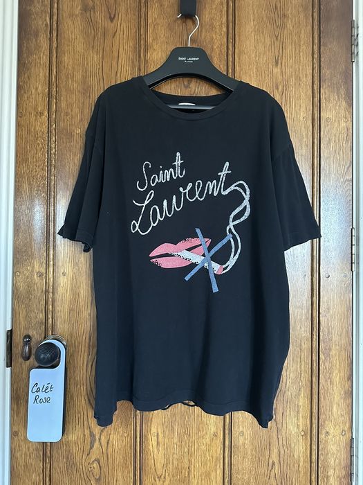 Saint laurent t shirt cheap lips