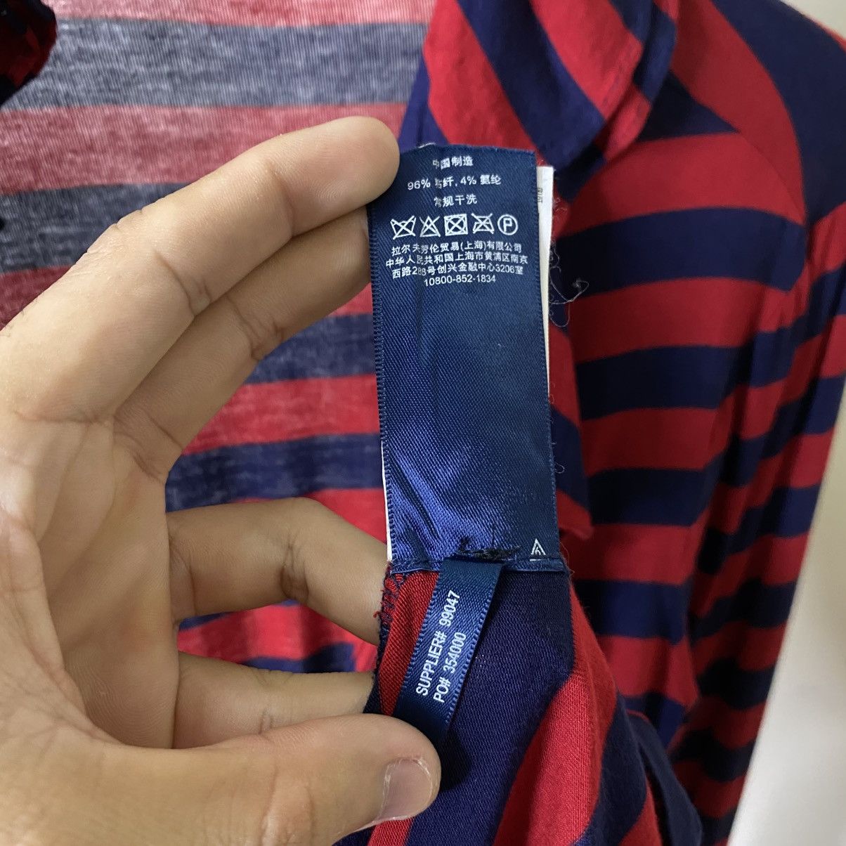 Ralph Lauren Ralph Lauren Sport Navy Red Striped Ruffle Front LS Tee Size S / US 4 / IT 40 - 9 Thumbnail