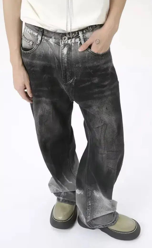 Japanese Brand Streetwear Gradient Design Loose Straight Washed Jeans Size US 32 / EU 48 - 5 Thumbnail