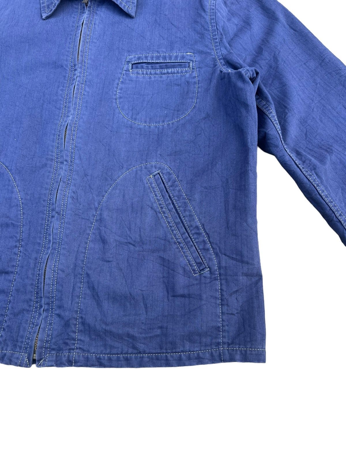 Indigo Two Moon Japan Herringbone Indigo Work Wear Jacket Size US L / EU 52-54 / 3 - 8 Thumbnail