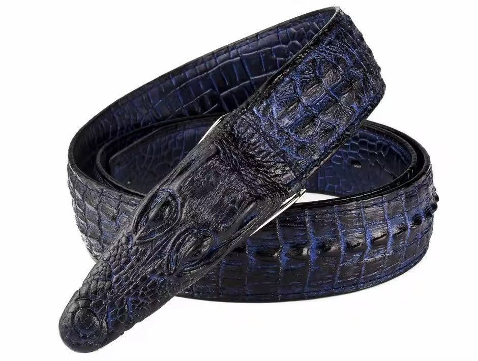 Japanese Brand Vintage 115 cm crocodile print embossed belt Size 30 - 1 Thumbnail
