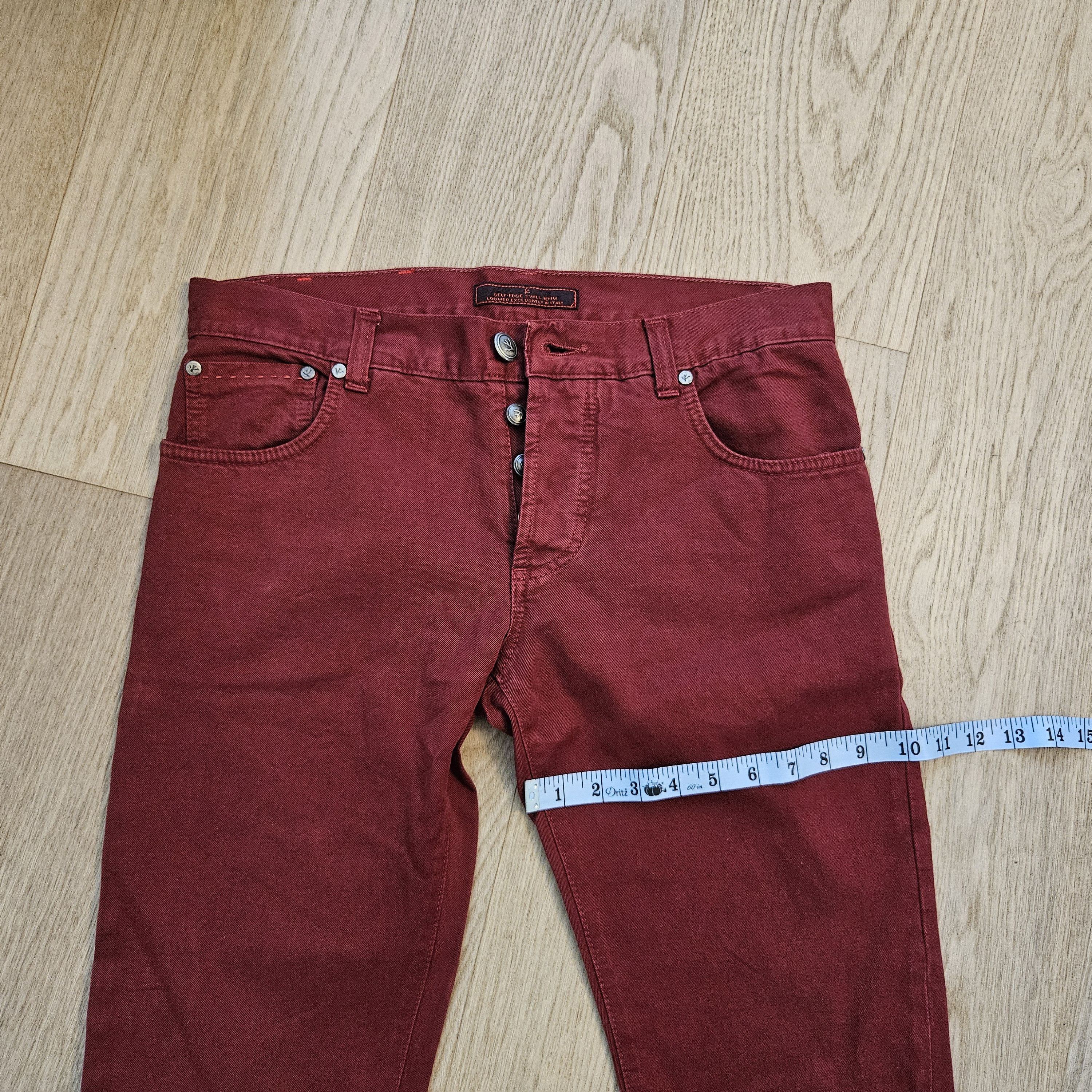 Isaia Isaia Burgundy 5-Pocket Cotton Jeans – Size 32 (48 EU) Size US 32 / EU 48 - 14 Thumbnail
