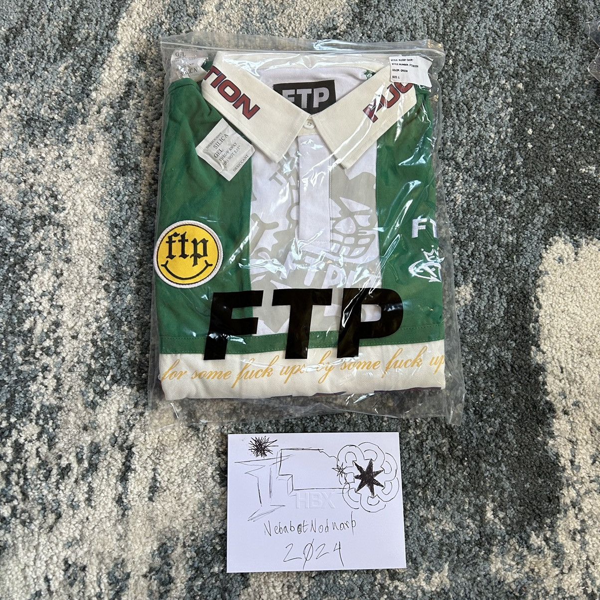 Fuck The Population FTP SOUVENiR RUGBY JERSEY LONGSLEEVE POLO SPORT GREEN NAVY Size US L / EU 52-54 / 3 - 4 Thumbnail
