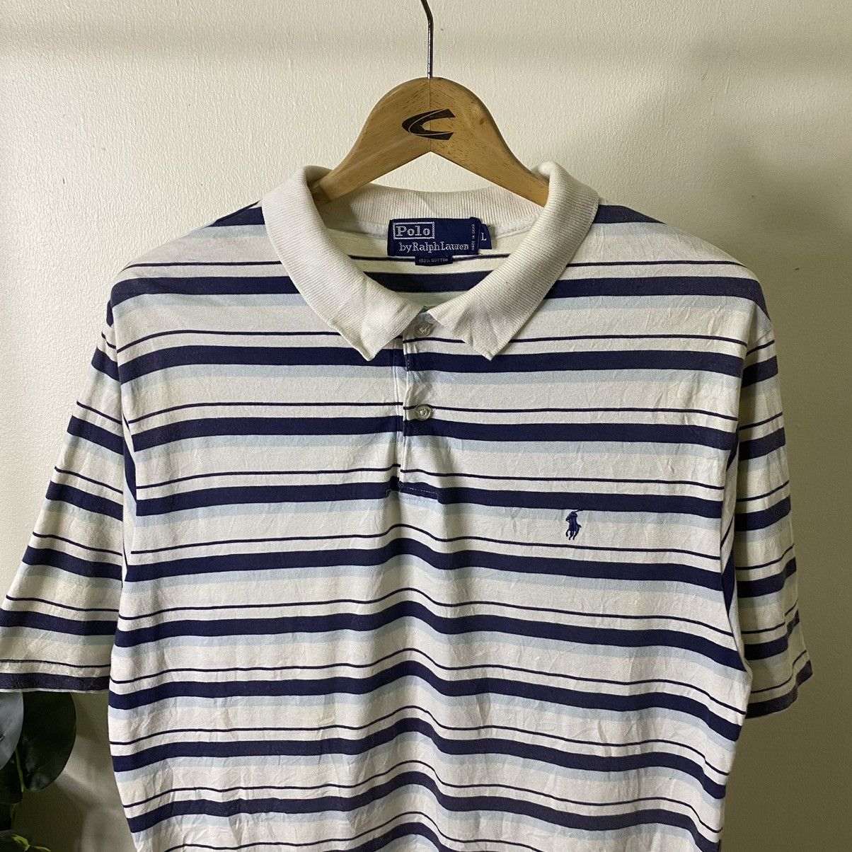 Polo Ralph Lauren Vintage Polo Ralph Lauren Stripes Polo Tee Size US L / EU 52-54 / 3 - 2 Thumbnail