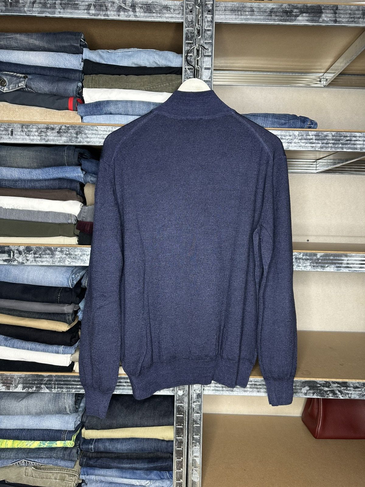 Boggi Boggi Milano Men's Virgin Wool Mock Neck Button Sweater Size US M / EU 48-50 / 2 - 2 Thumbnail