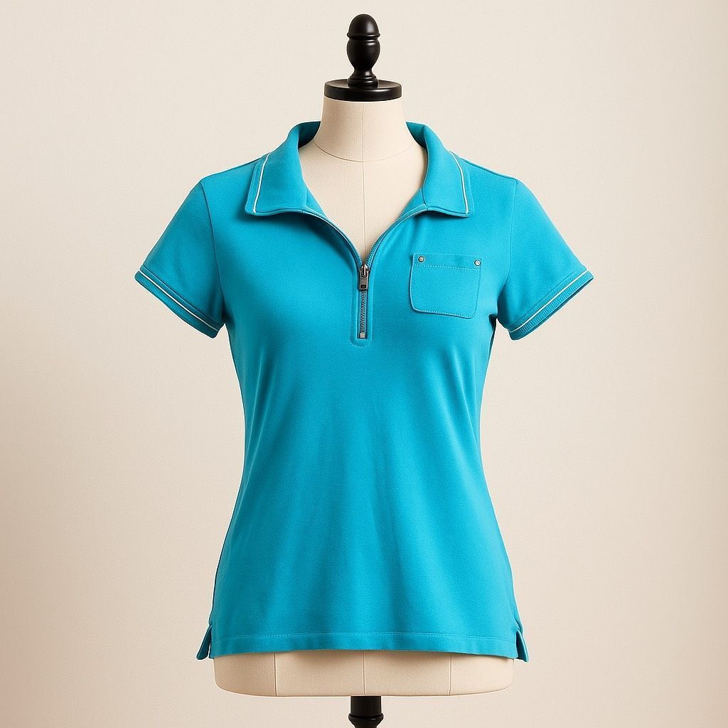 Jones New York Jones New York Signature Blue Zip Polo Top – Medium Size M / US 6-8 / IT 42-44 - 1 Thumbnail