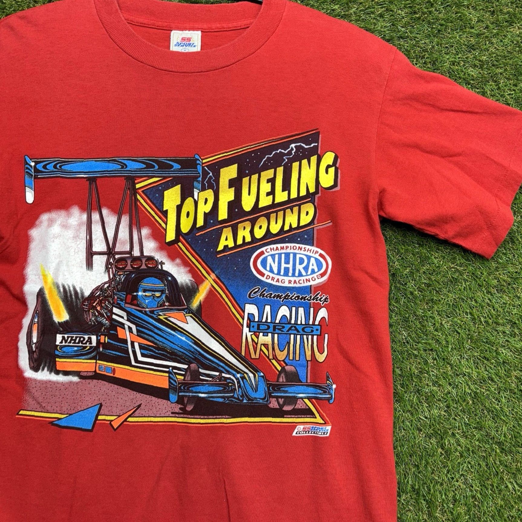 Vintage Vintage NHRA Drag Race T-Shirt Mens Medium Red 90s Graphic Print Racing Car Crew Neck Size US M / EU 48-50 / 2 - 3 Thumbnail