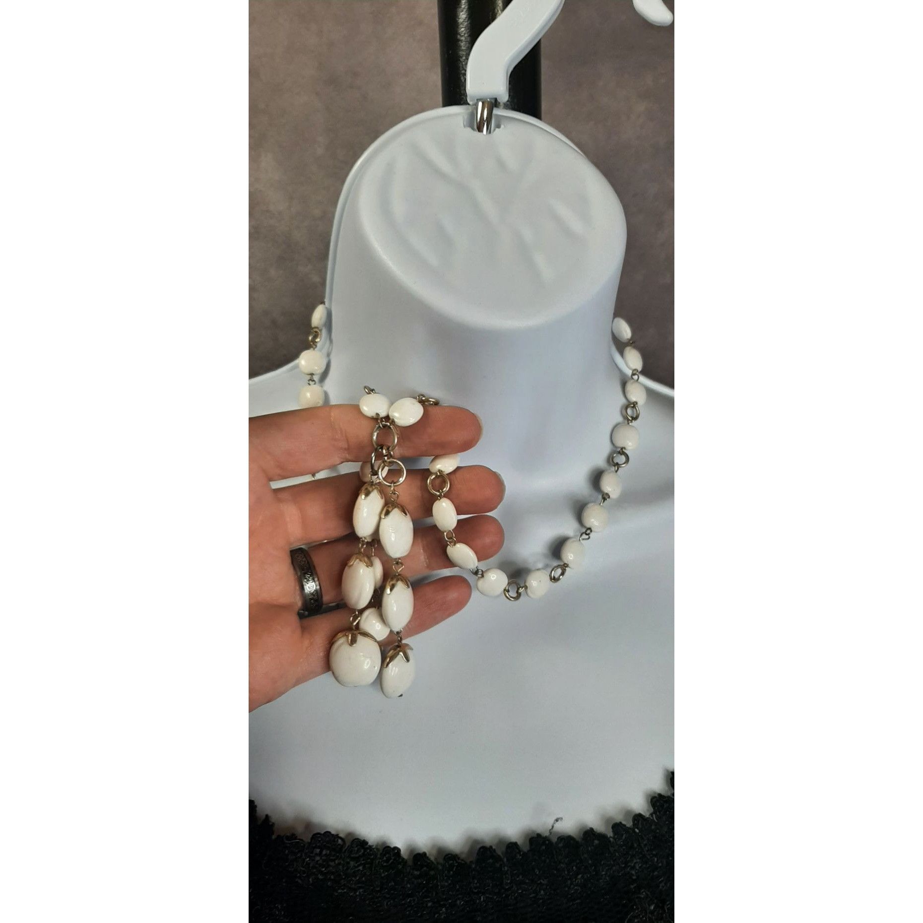 Other White Seed Beaded Necklace With Tassel And Silver Tone Accen Size ONE SIZE - 2 Thumbnail