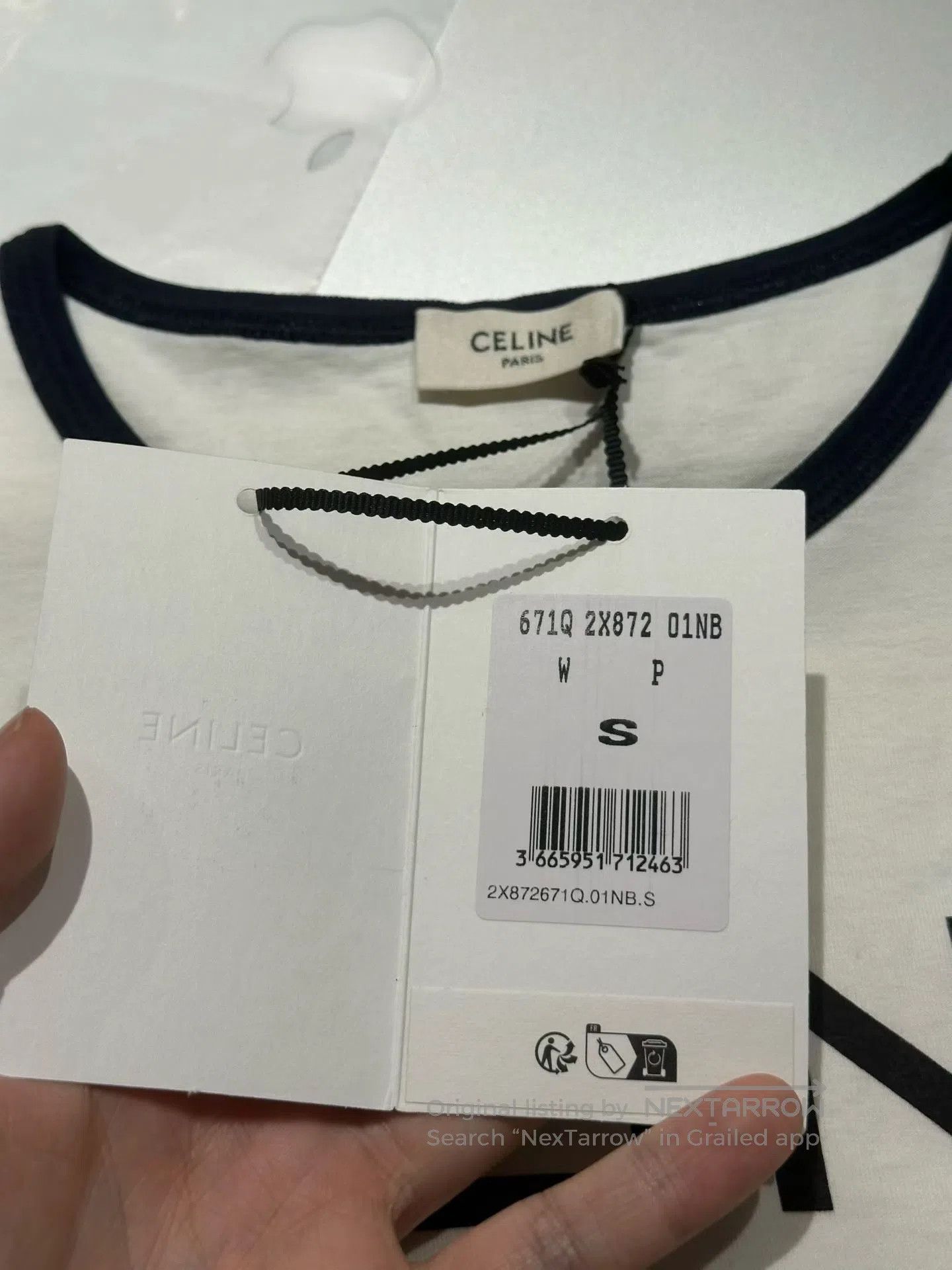Celine CELINE White Triomphe Short Sleeve T-Shirt| Size M / US 6-8 / IT 42-44 - 3 Thumbnail