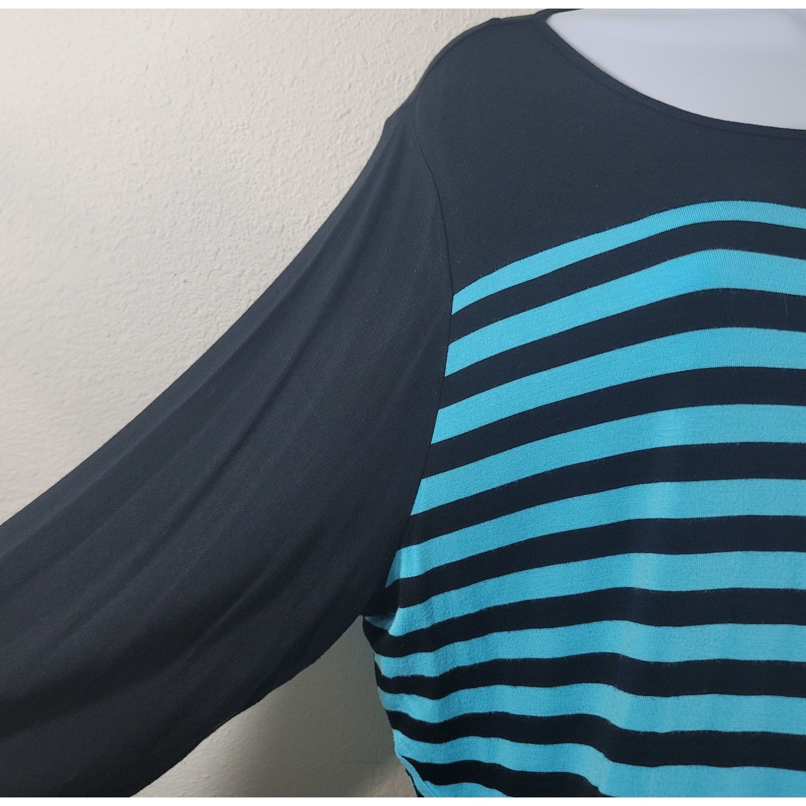 Other Dana Buchman Black Teal Striped Long Sleeve Top XL Size XL / US 12-14 / IT 48-50 - 5 Thumbnail