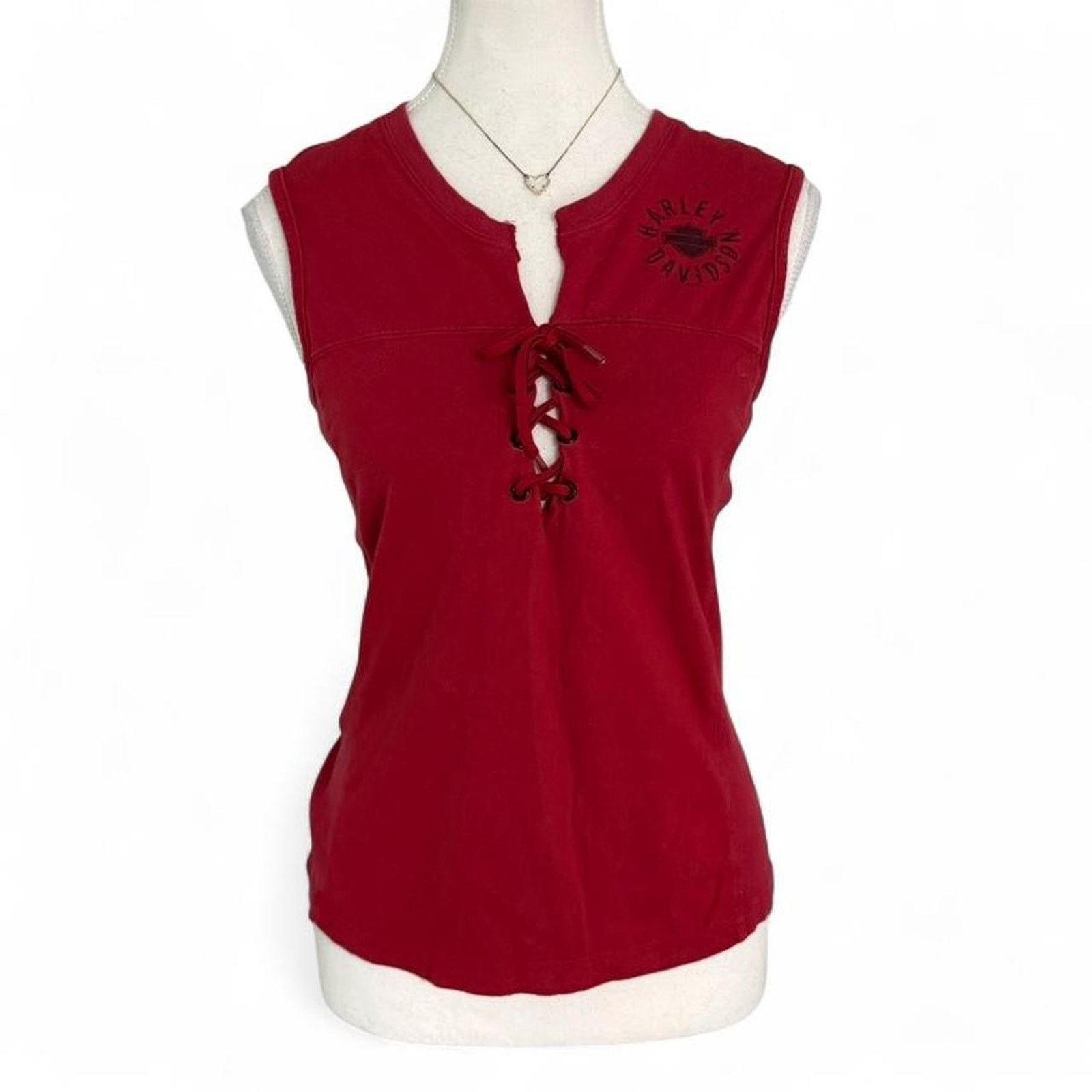 Harley Davidson Harley Davidson red tank top lace front back graphic Size L Size L / US 10 / IT 46 - 1 Thumbnail