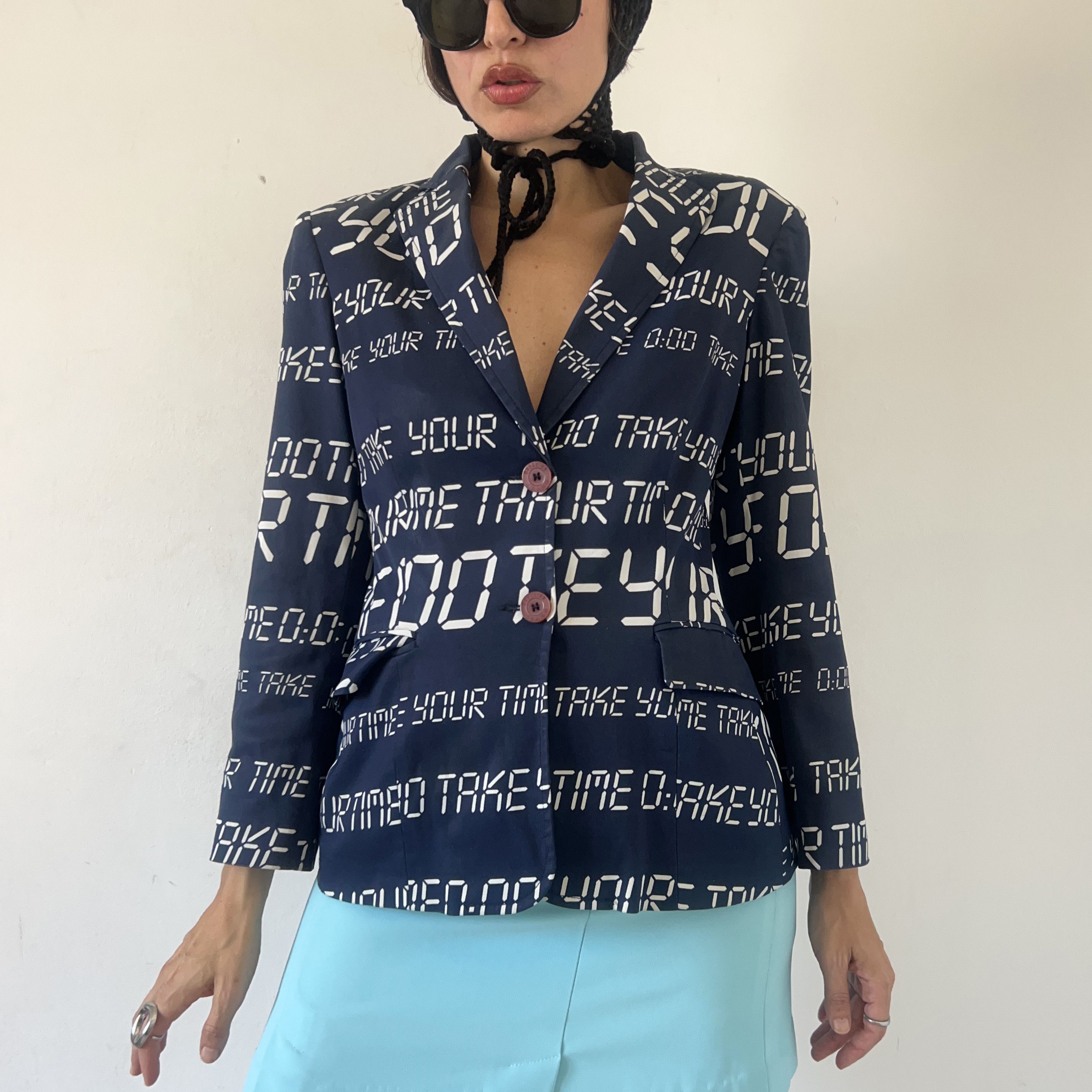 Moschino Vintage 90s Moschino alarm clock print blazer Size M / US 6-8 / IT 42-44 - 5 Thumbnail