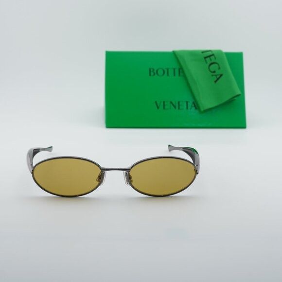 Bottega Veneta Bottega Veneta BV1386S 002 Sunglasses Dark Ruthenium Oval Size ONE SIZE - 10 Thumbnail