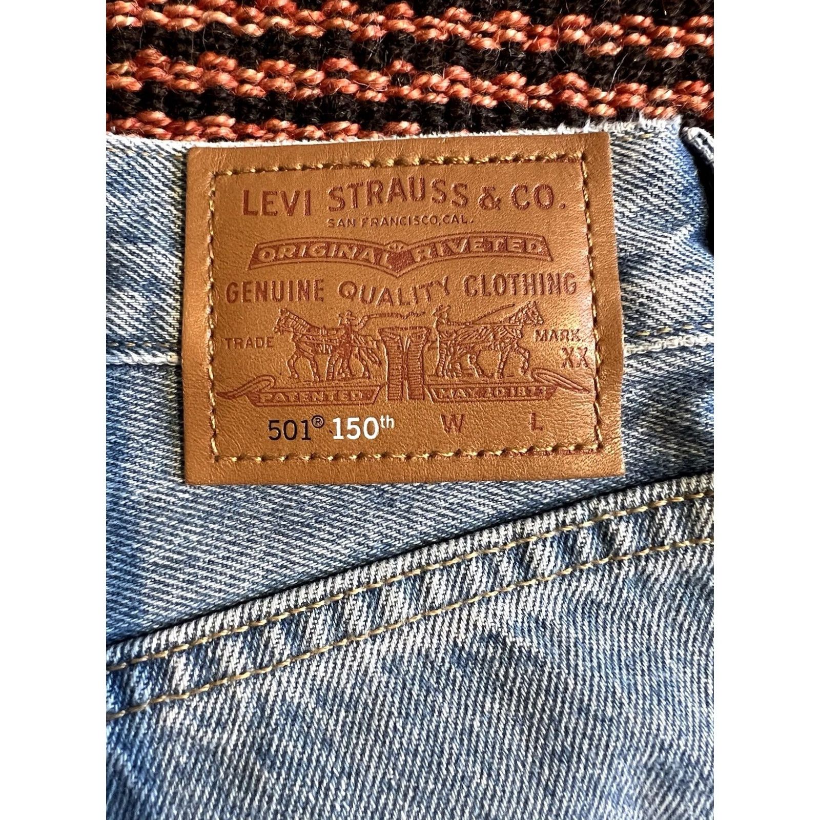 Levi's Levi's 501 Jeans Women Vintage 90s Kasuri Floral Patchwork 26x32 Blue Denim Regular Rise 5-Pocket Distressed Womens Jeans Size 26" / US 2 / IT 38 - 2 Thumbnail