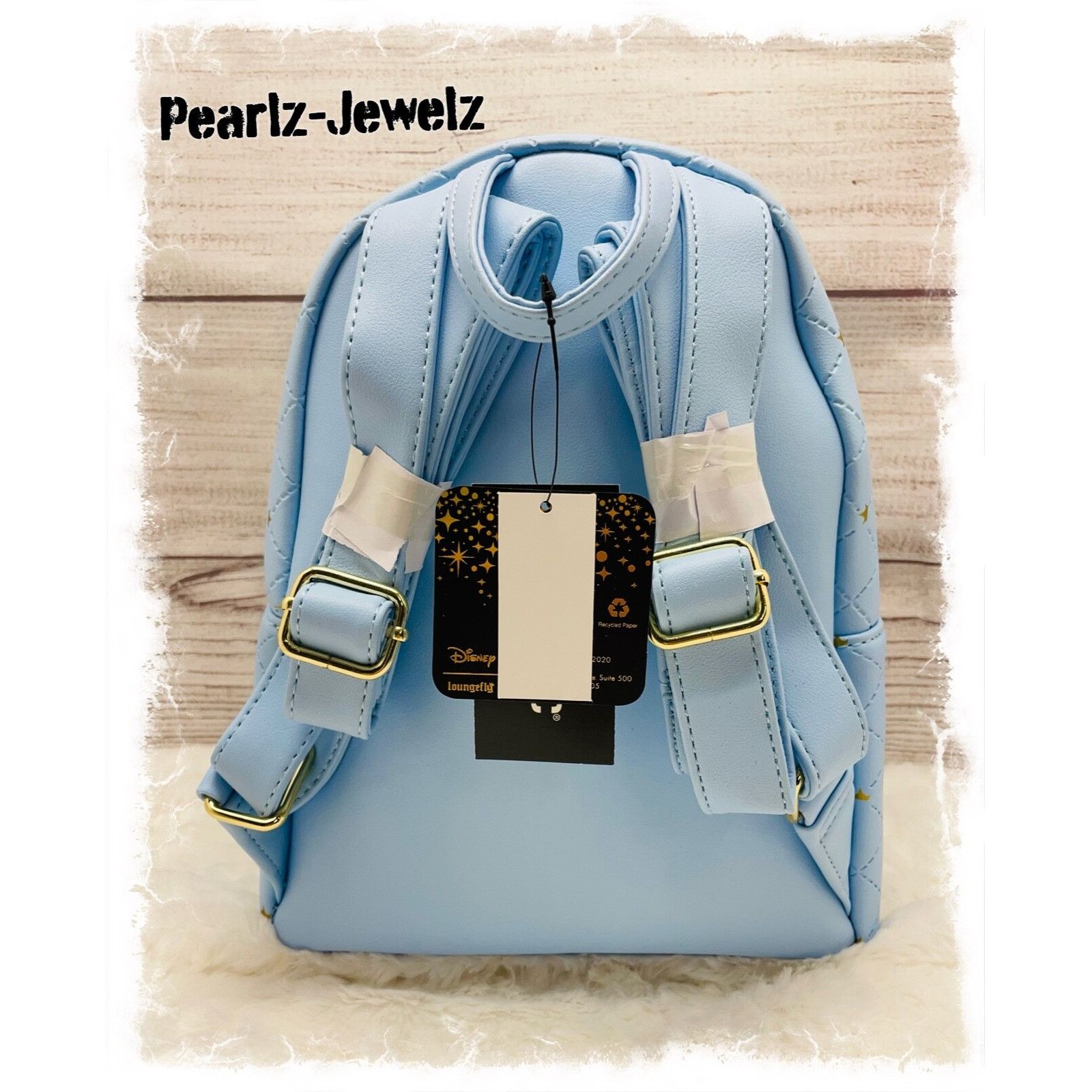 Disney Loungefly Disney Princess Castle Blue Quilted Mini Backpack Size ONE SIZE - 3 Thumbnail
