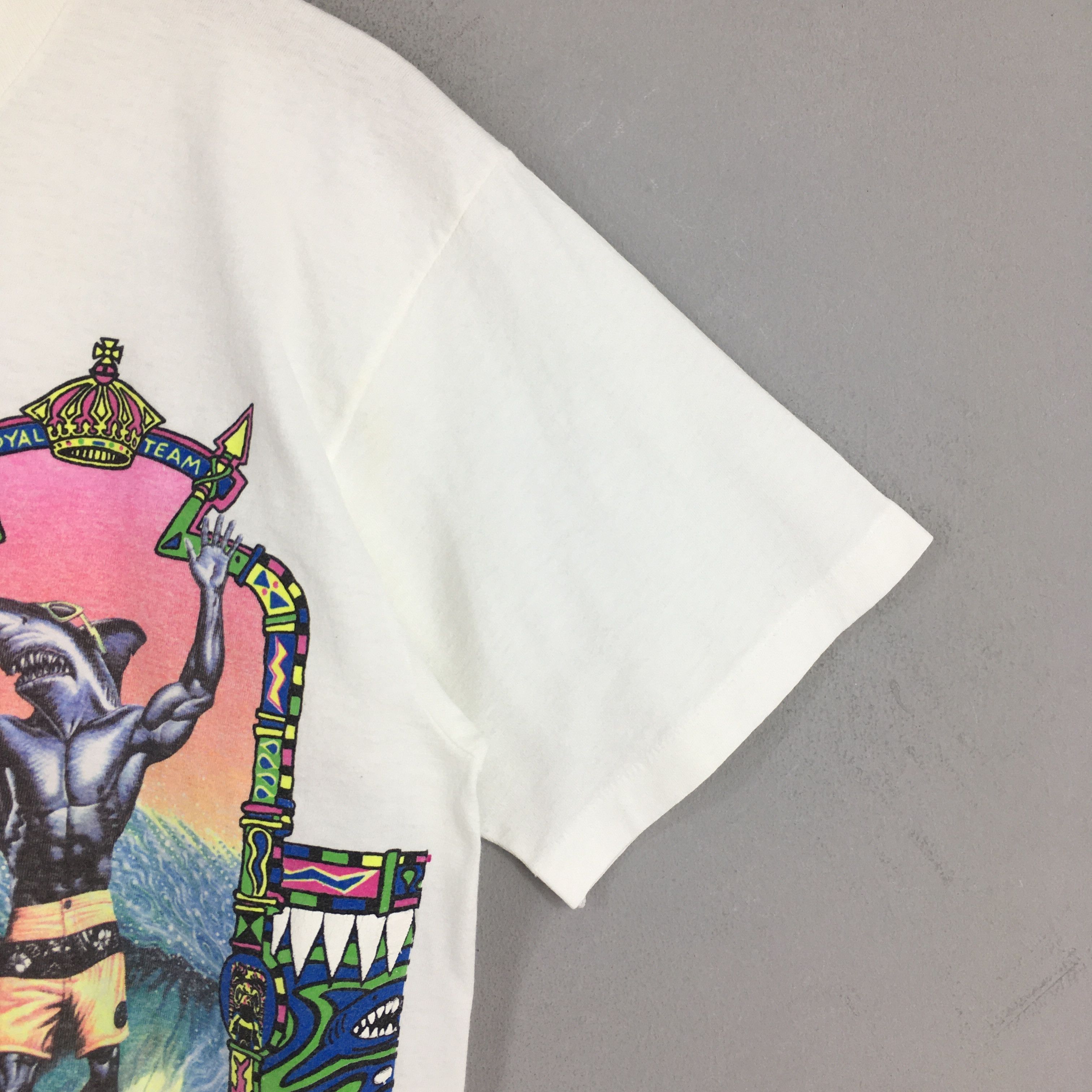 Maui and Sons × Vintage 90's Maui & Sons Sharks Royal Champion Surfing T shirt Large Size US L / EU 52-54 / 3 - 4 Thumbnail