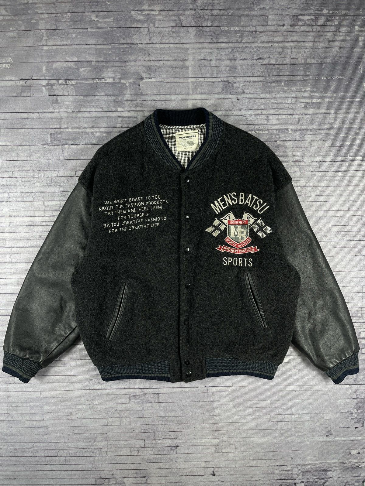 Men's Batsu Japan Varsity Black Leather Jacket