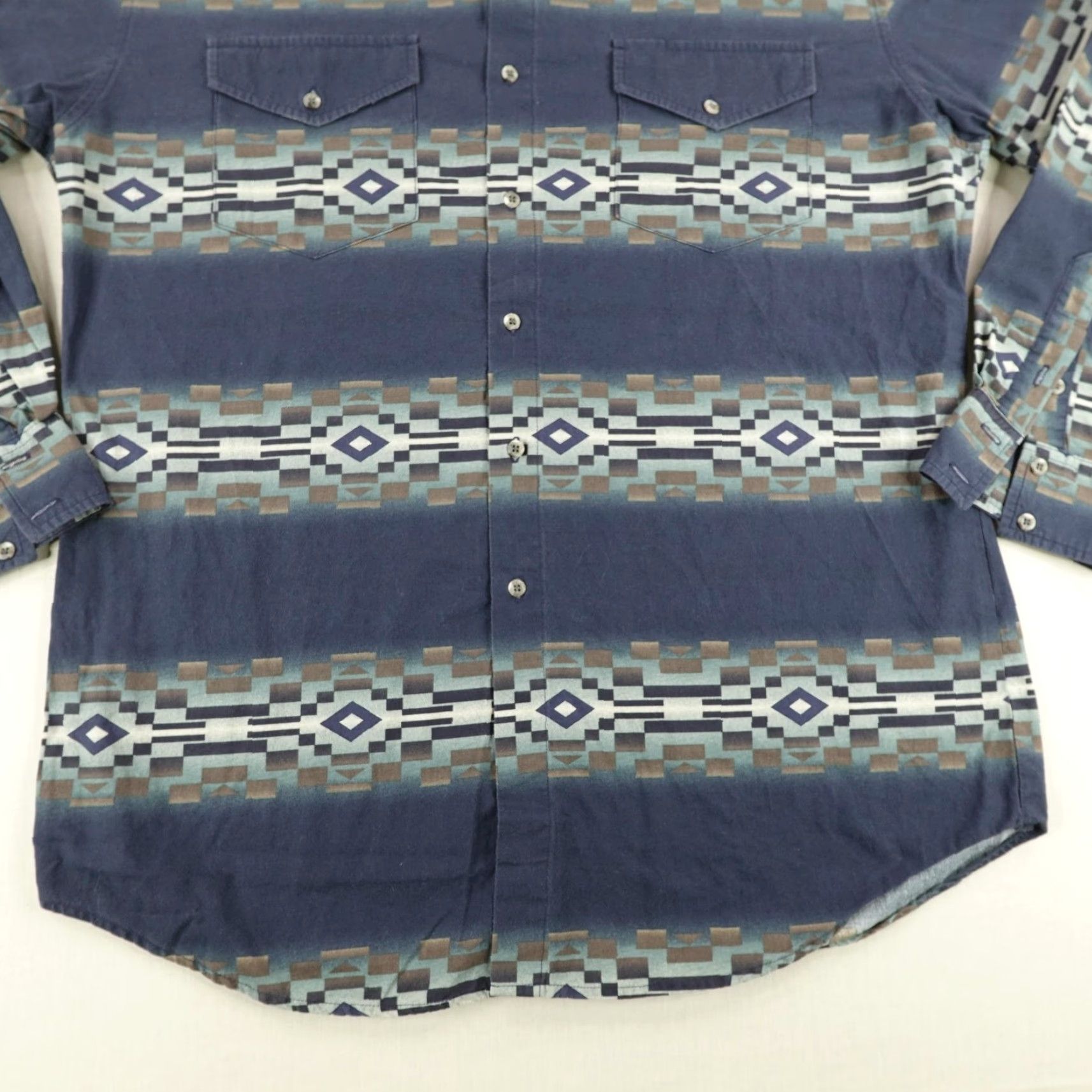 Roper VINTAGE Roper Shirt XL Blue Aztec Western Button-Up Cowboy 90s Mens Size US XL / EU 56 / 4 - 4 Thumbnail