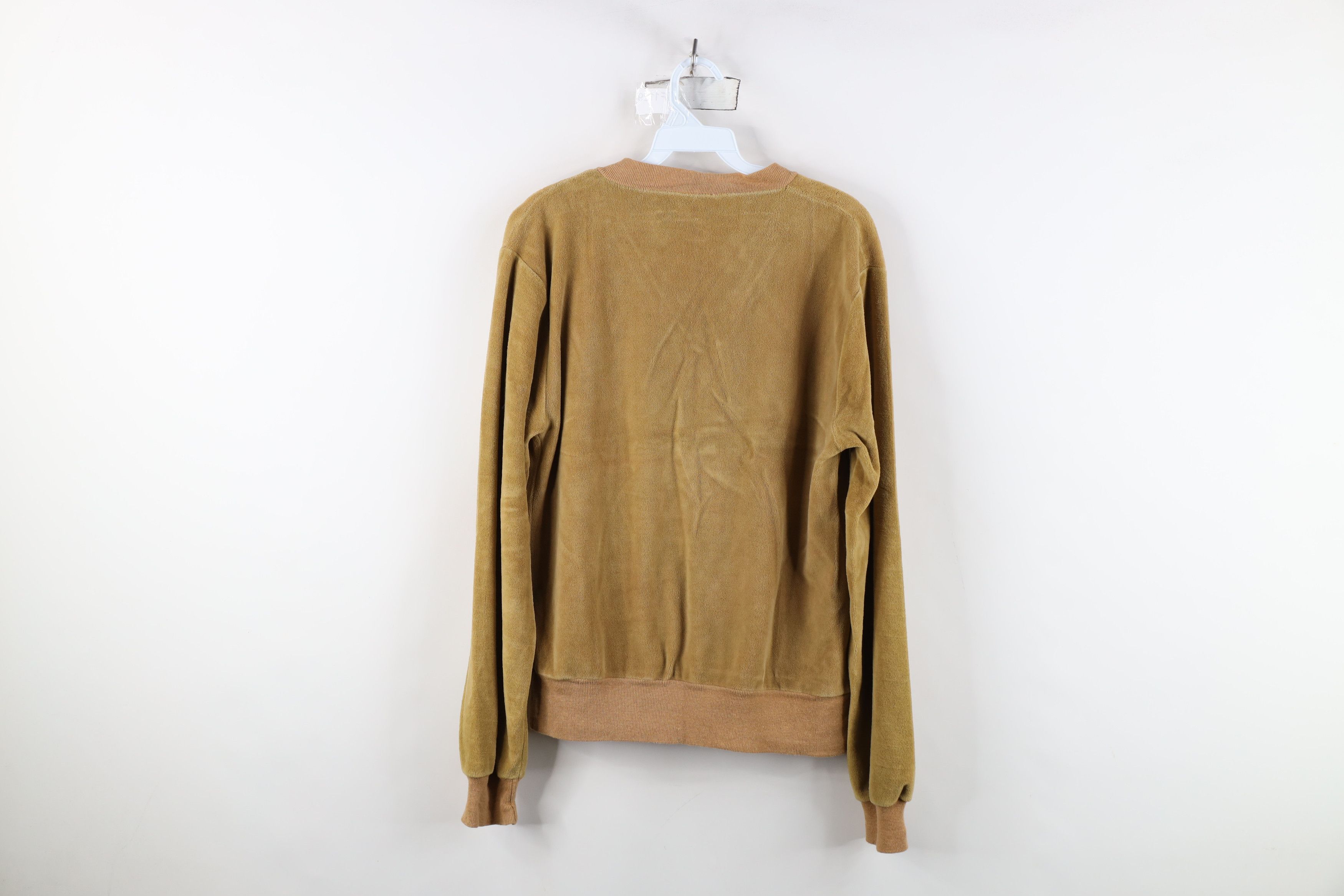 Vintage Vintage 70s Streetwear Blank Velour V-Neck Sweater USA Size US L / EU 52-54 / 3 - 11 Thumbnail