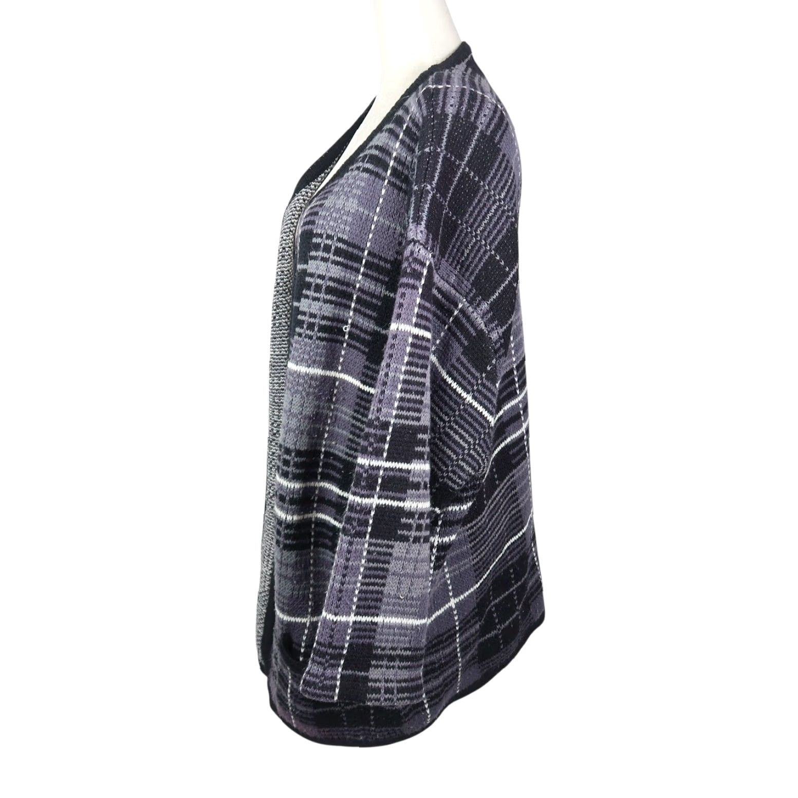 Brandblack VINTAGE Kobe Cardigan Sweater 3XL Womens Plaid Knit Acrylic Long Sleeve Size XXL / US 16-18 / IT 52-54 - 3 Thumbnail