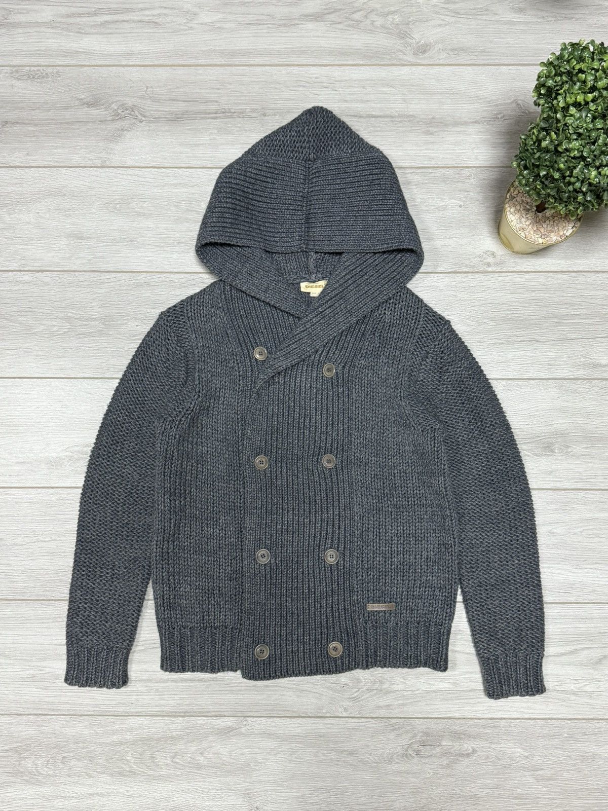 Diesel DIESEL giant hood avant garde knitted hoodie big wool button Size US L / EU 52-54 / 3 - 5 Thumbnail