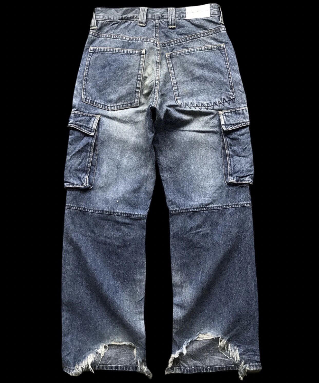 Japanese Brand 💥BAGGY💥CP49 Double Edge Japan Double Knee Cargo Jeans Size US 29 - 2 Thumbnail