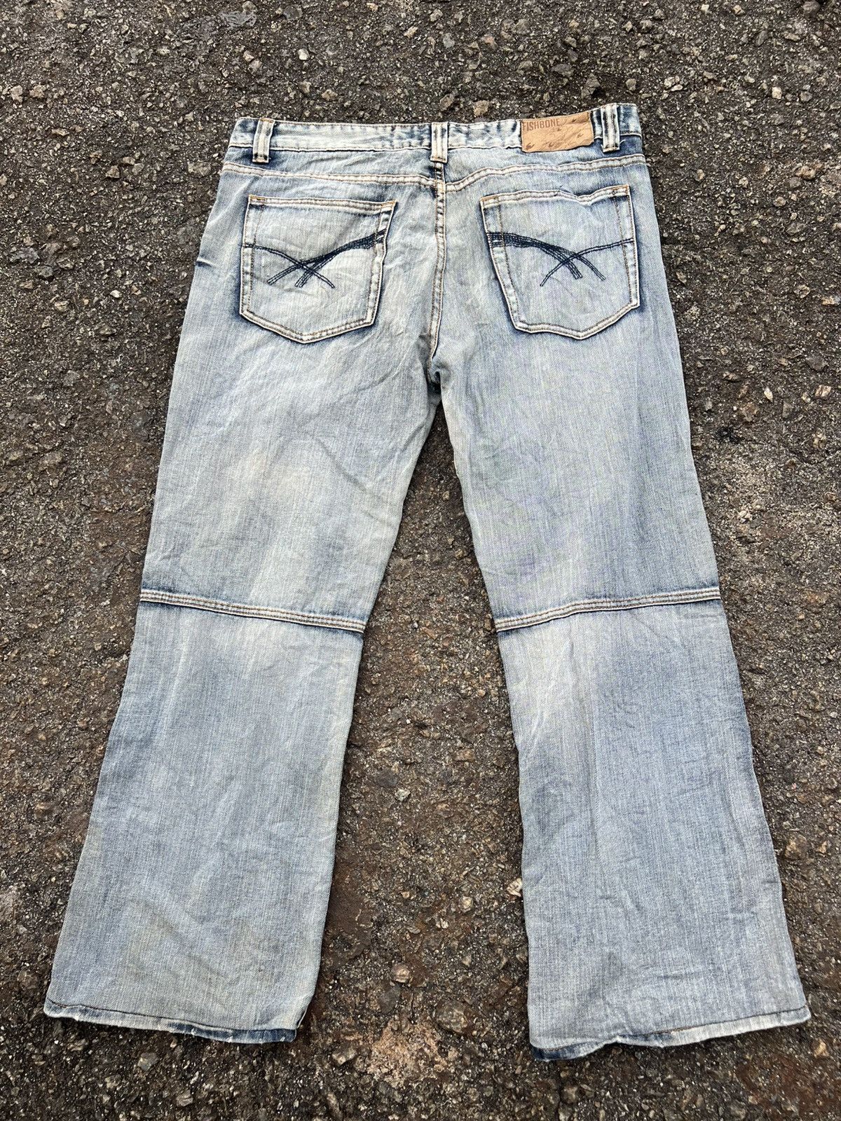 Japanese Brand Fishbone BAGGY JEANS Distressed Denim Size US 39 - 12 Thumbnail