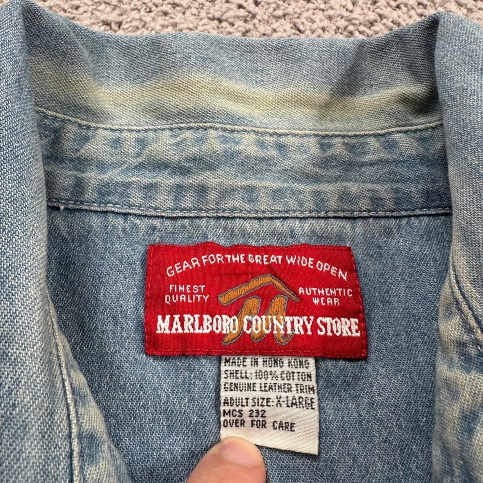 Other Vintage Marlboro Country Store Denim Shirt Long Sleeve MenXL Size US XL / EU 56 / 4 - 4 Thumbnail