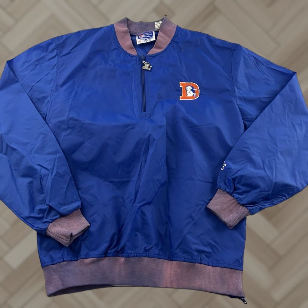 Starter VINTAGE Starter Denver Broncos 1/4 Zip Pullover Windbreaker Jacket Men M Blue Broncos 1/4 Zip Windbreaker Jacket Mens Medium Size US M / EU 48-50 / 2 - 1 Thumbnail