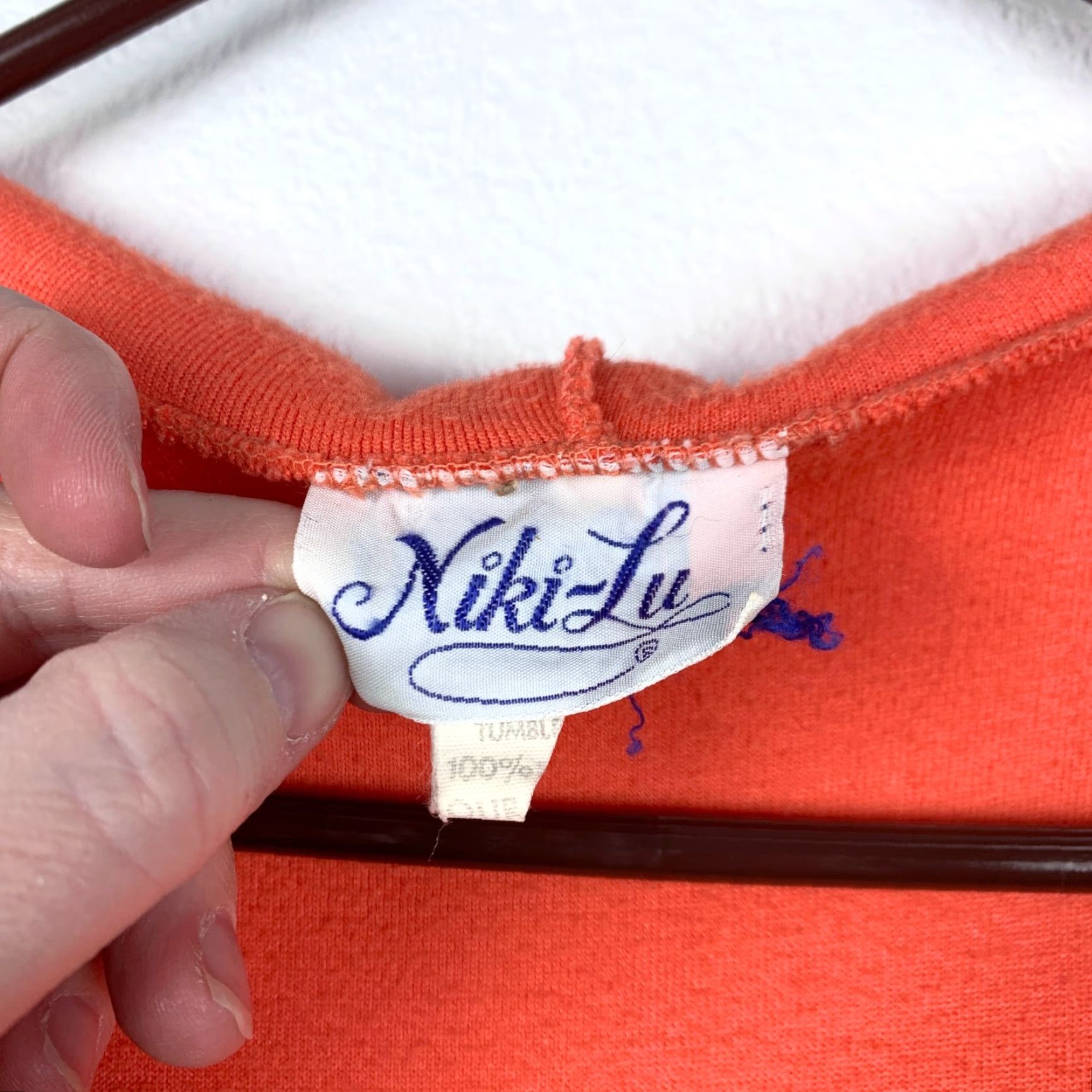 Velour VINTAGE Niki-Lu Velour Retro Orange White Belted Hooded Long Robe Shirt Small S Womens Size ONE SIZE - 4 Thumbnail