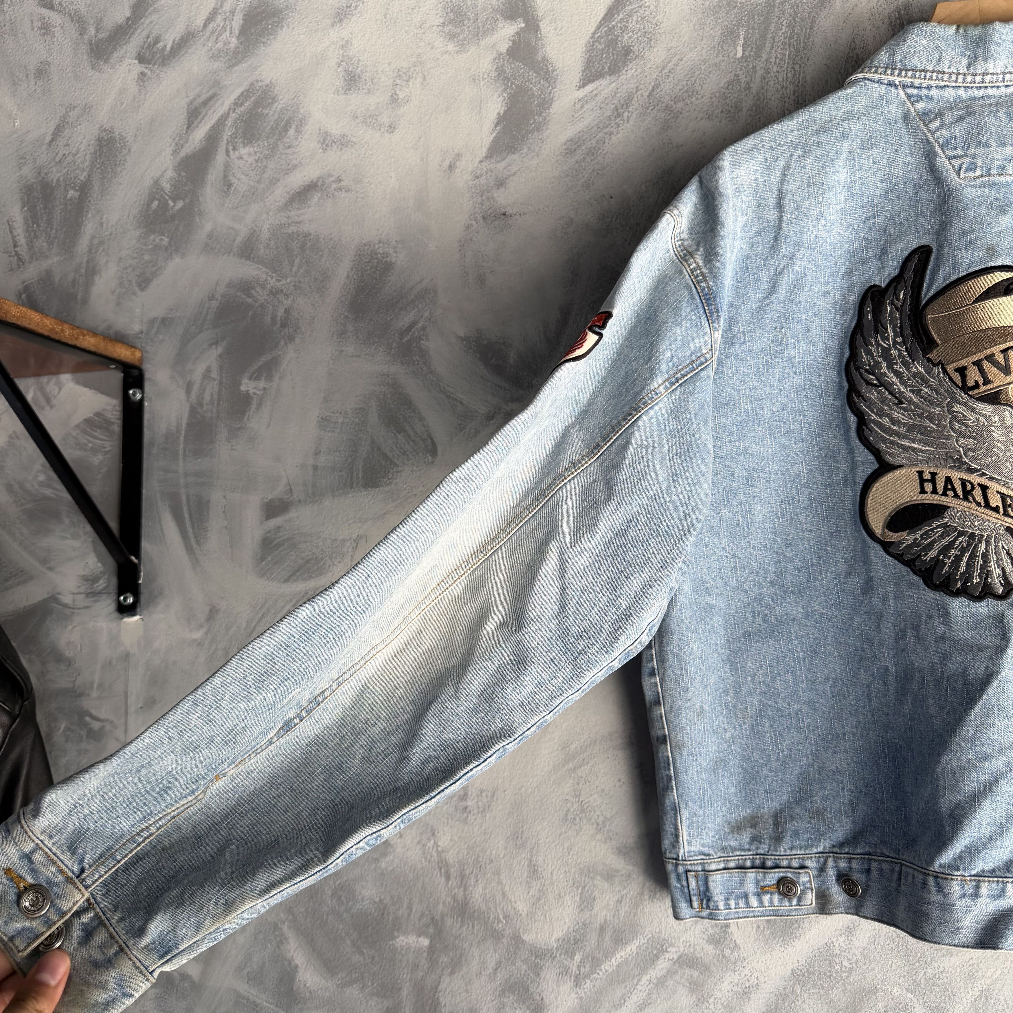 Harley Davidson Harley Davidson Genuine Denim Jean Jacket Mens Eagle Biker Size US XL / EU 56 / 4 - 7 Thumbnail