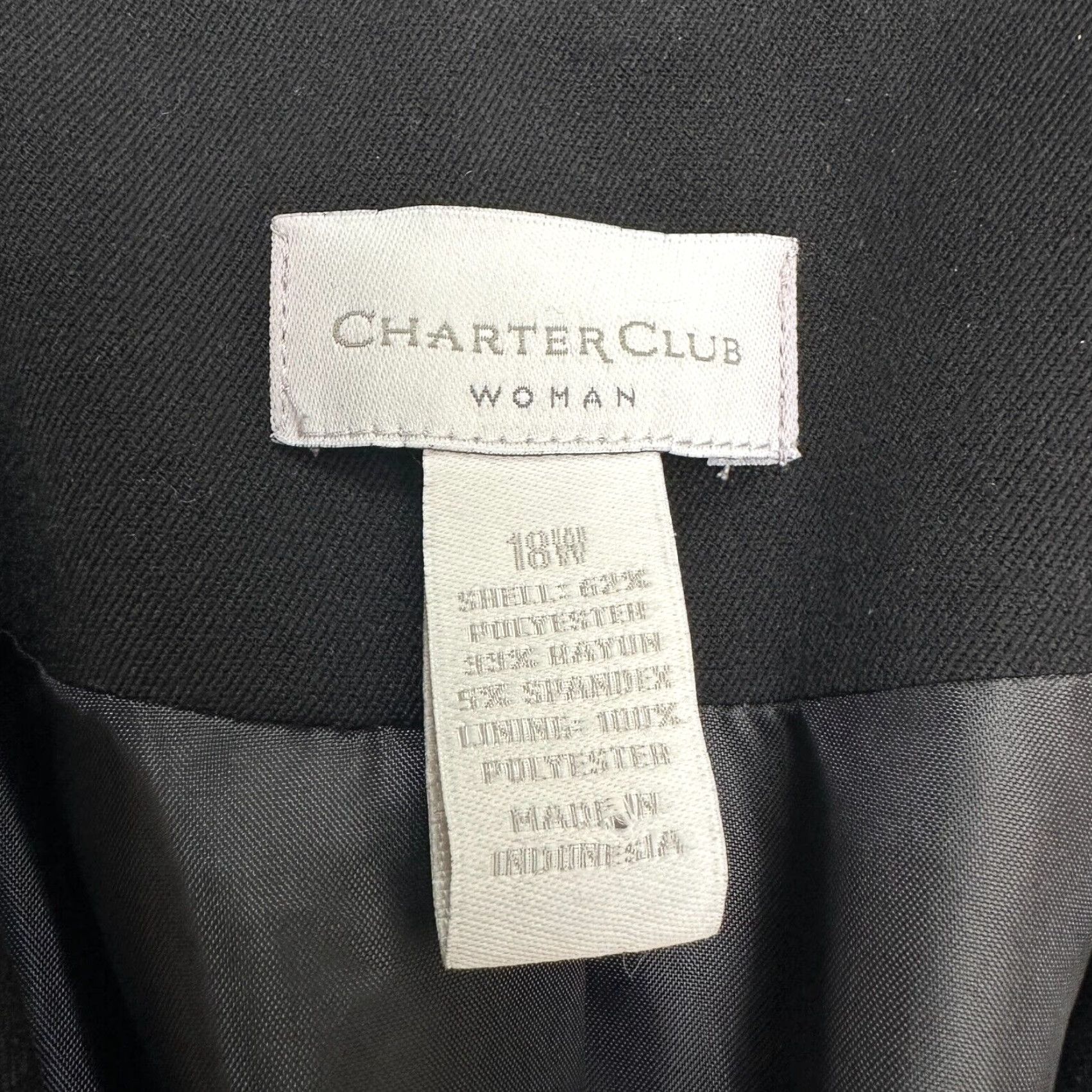 Charter Club Charter Club Blazer Womens 18W Black Single Breasted Business Work Jacket Size XXL / US 16-18 / IT 52-54 - 5 Thumbnail