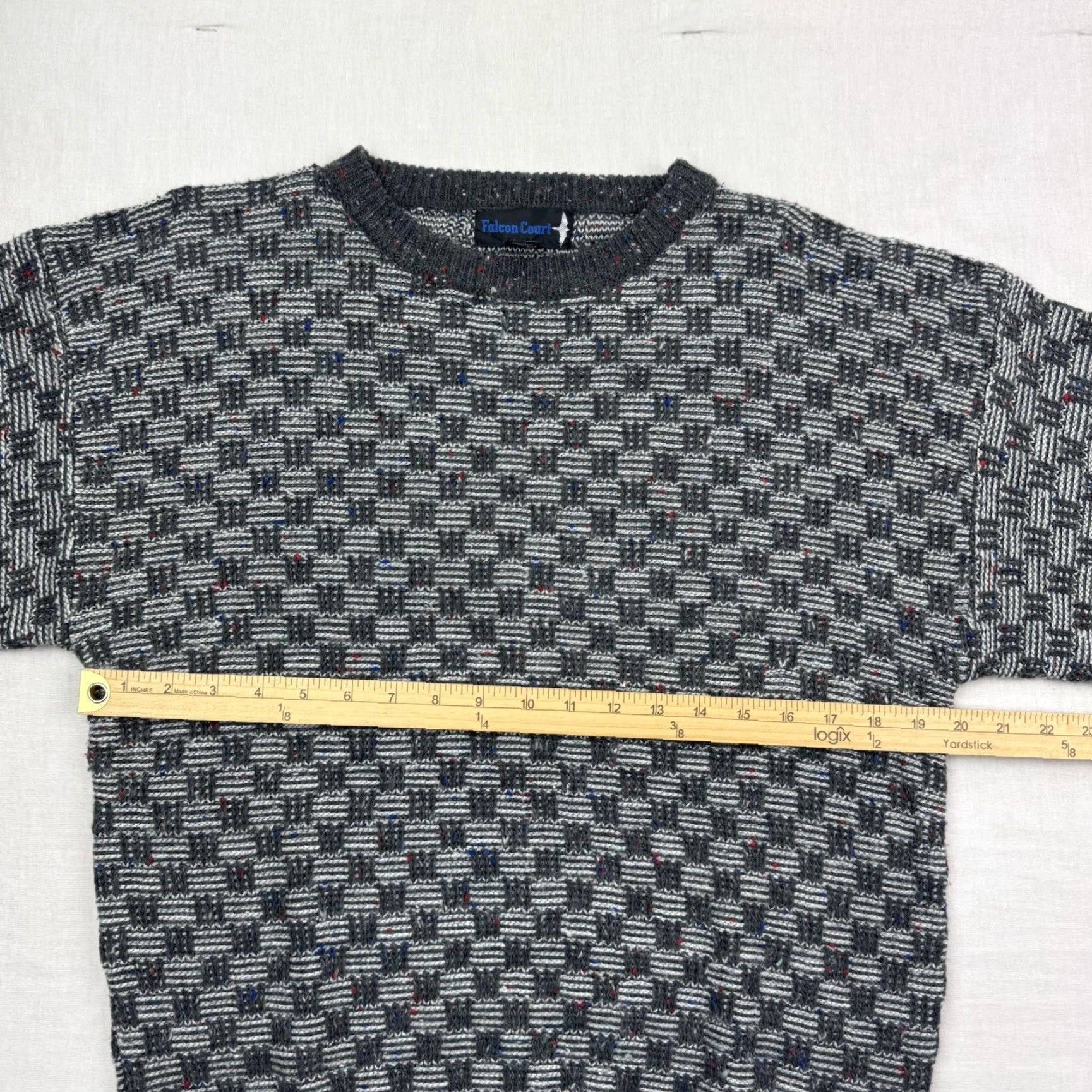 Vintage VINTAGE Falcon Court Sweater Adult Large Gray Knit Pullover 80s Classic Mens Size US L / EU 52-54 / 3 - 7 Thumbnail