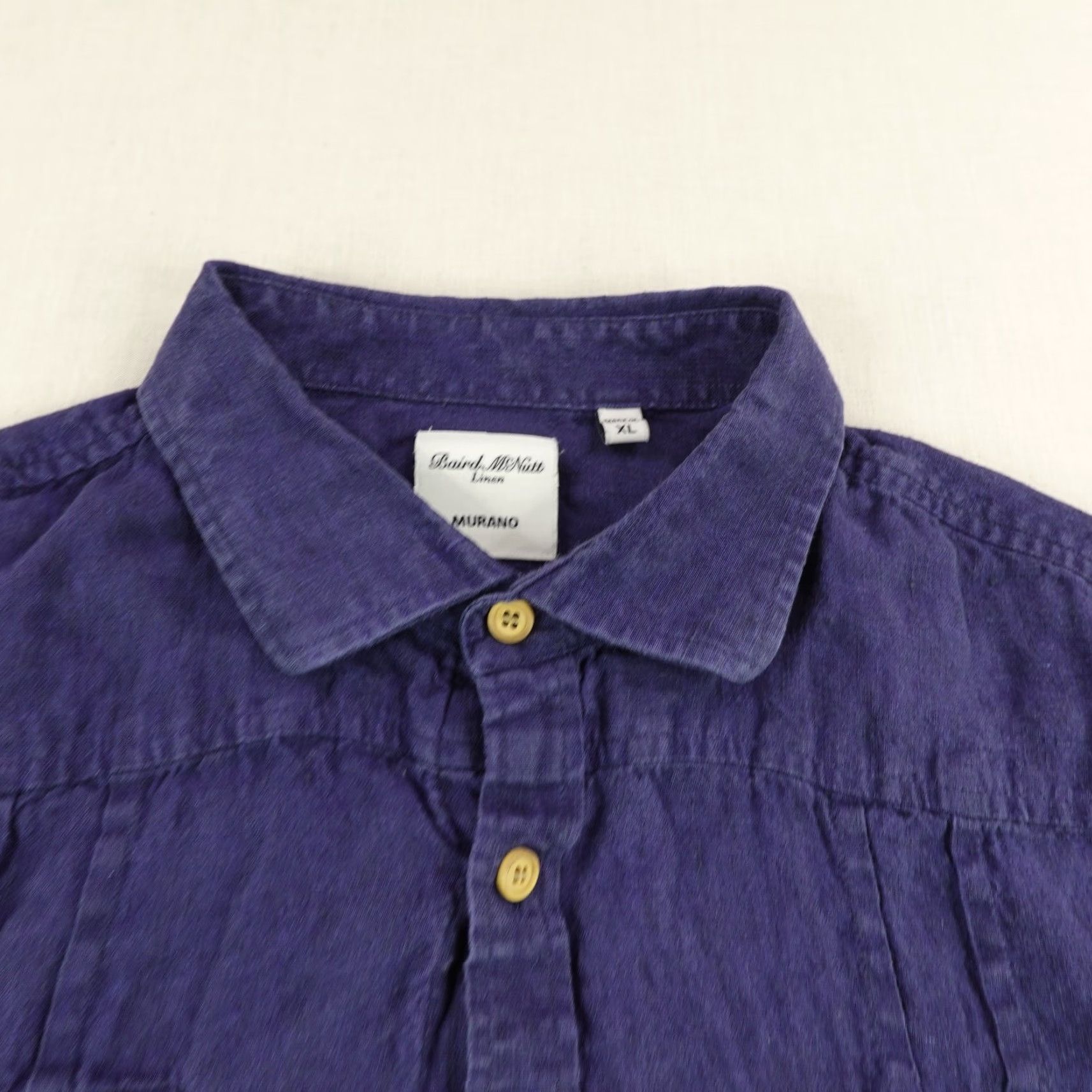 Murano Murano Baird McNutt Shirt Mens XL Blue Linen Button-Up Short Sleeve Collared Pocketed Casual Shirt Size US XL / EU 56 / 4 - 2 Thumbnail