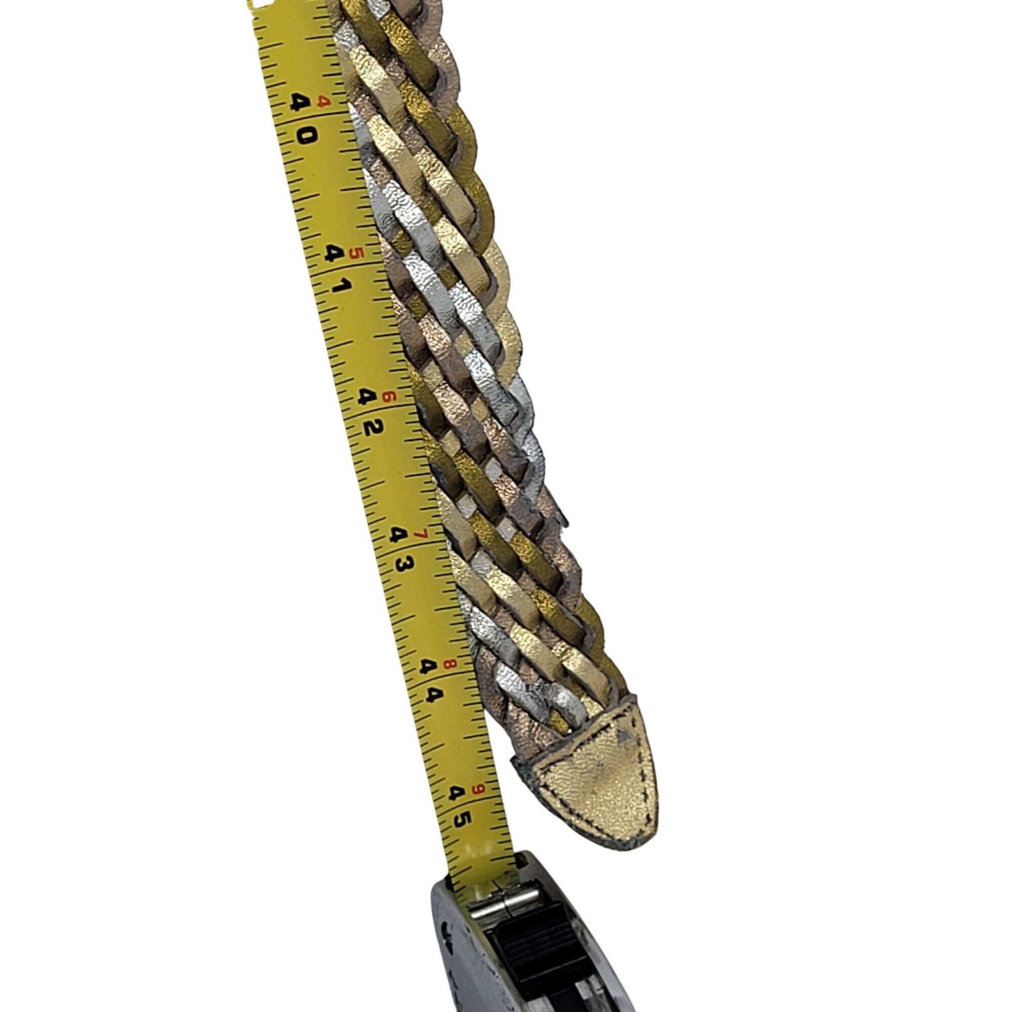 Vintage Vtg Metallic Gold Silver Platinum Braided Leather Belt Sz XL Size ONE SIZE - 9 Thumbnail