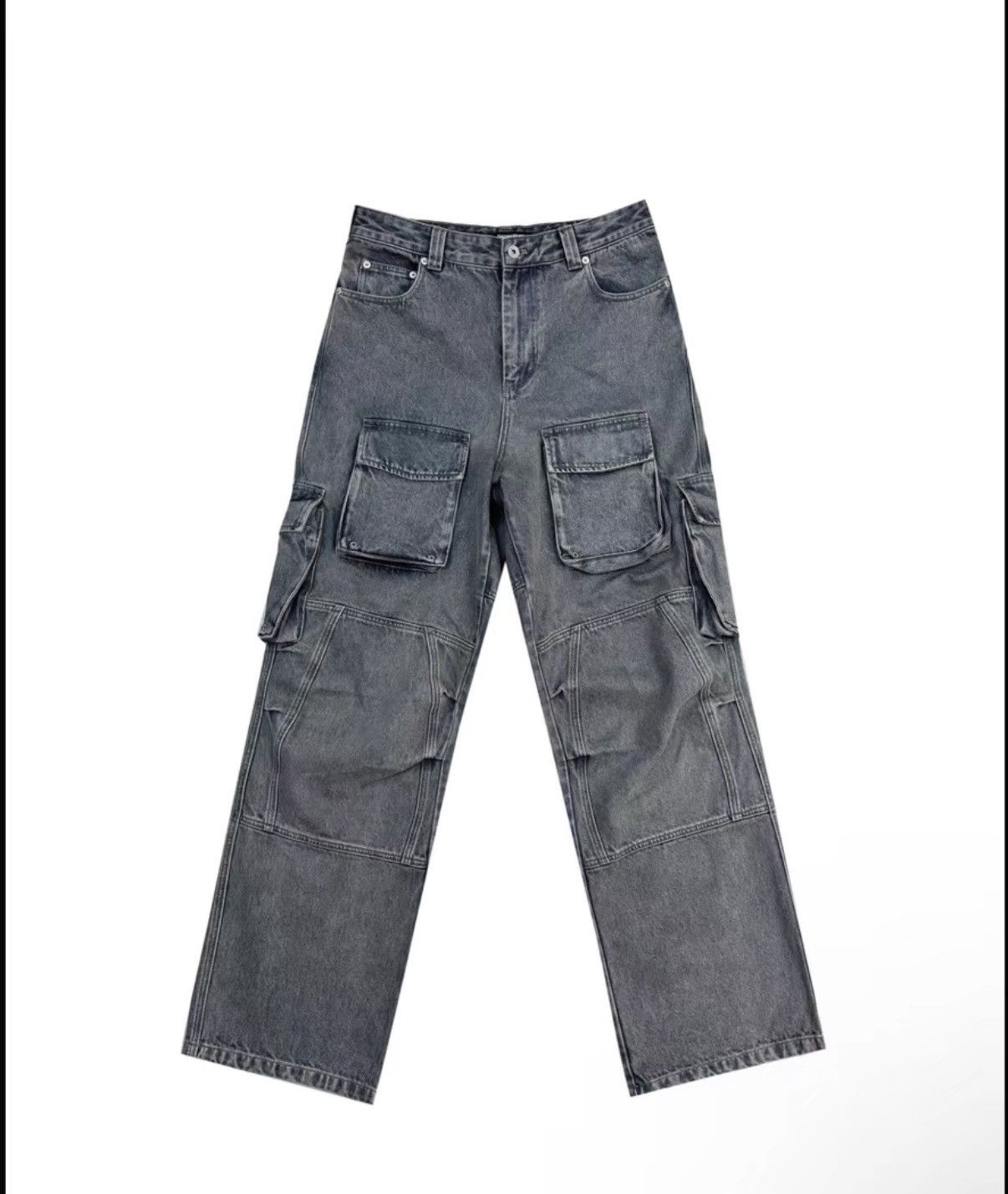 Unknown London UNKNOWNWORLD 23SS ICE BLUE Cargo Washed Pocket Jeans J40 Size US 34 / EU 50 - 3 Thumbnail