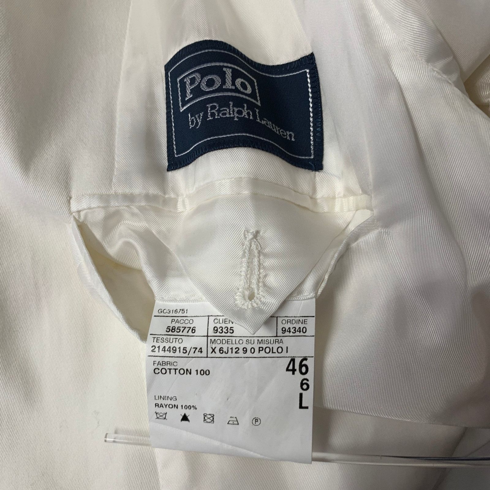 Ralph Lauren RALPH LAUREN Size 46 White Cotton Notch Lapel Sport Coat Size 46L - 6 Thumbnail