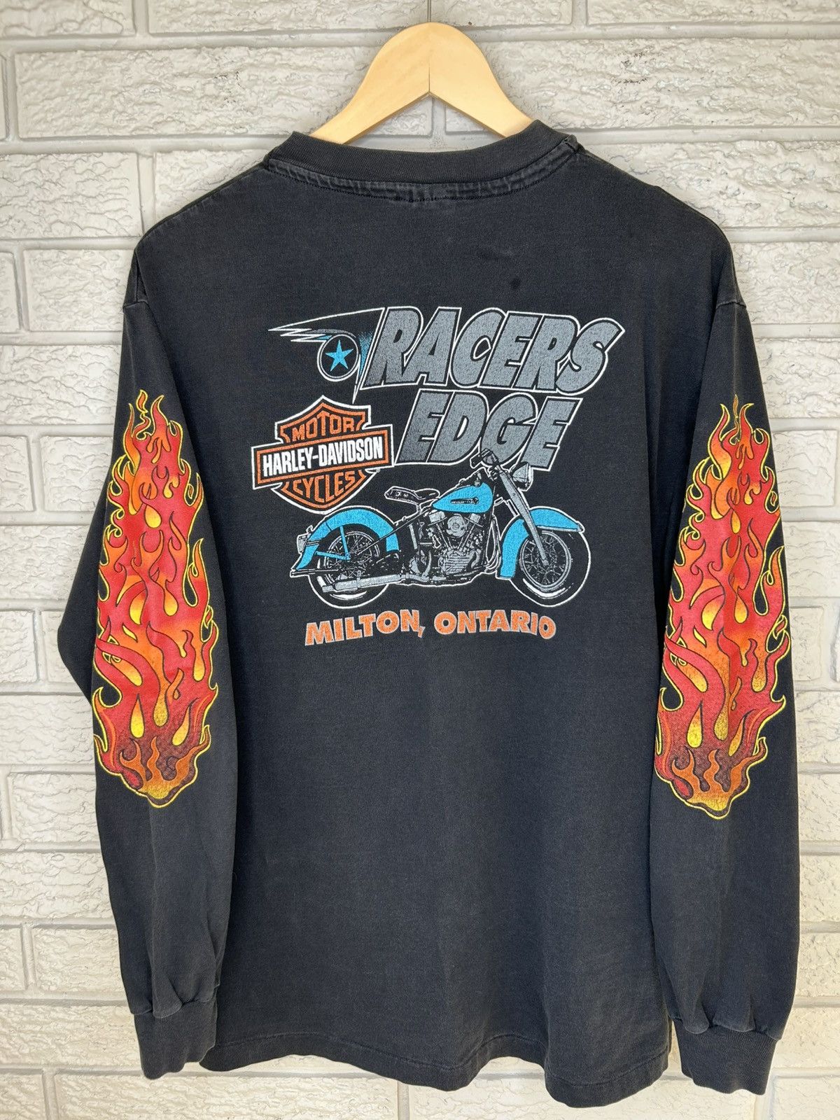 Harley Davidson RARE Vintage 80s Harley Davidson Flame Long Sleeve Shirt Size US L / EU 52-54 / 3 - 7 Thumbnail