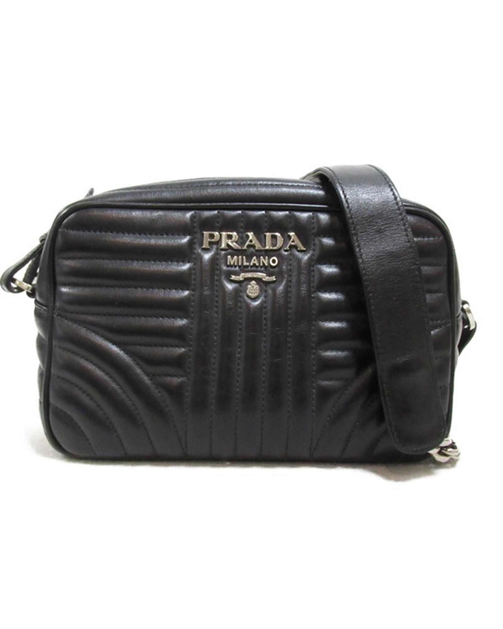 image of Prada Leather Chain Crossbody Bag In Black, Women's