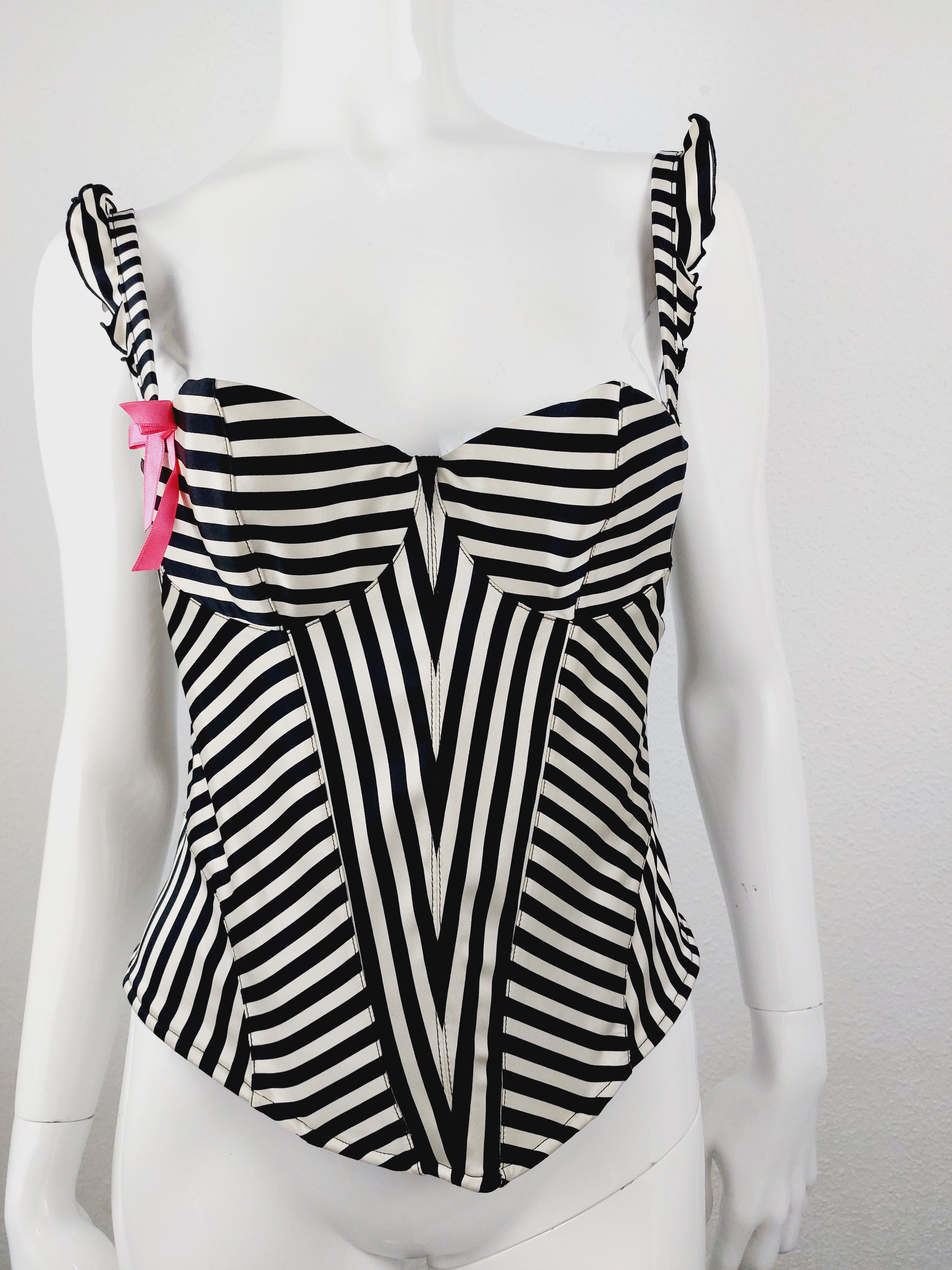 Christian Lacroix Christian Lacroix Zebra Striped Optical Corset Bustier Size M / US 6-8 / IT 42-44 - 3 Thumbnail