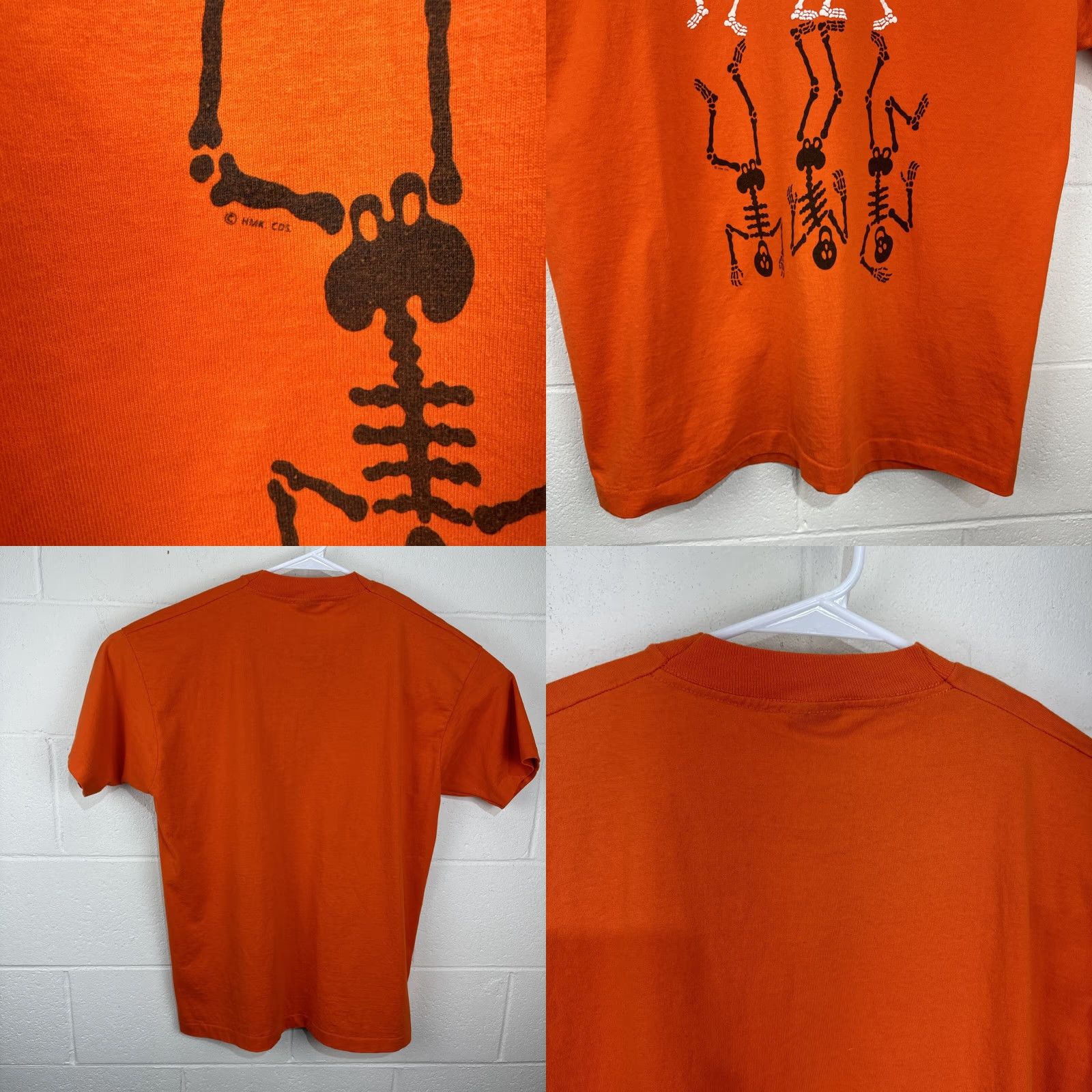Fruit Of The Loom VINTAGE Fruit of the Loom T-Shirt Adult Men 90s Halloween Orange XL Cotton Blend Graphic Print Skeleton Dancing Crew Neck Short Sleeve Mens Size US XL / EU 56 / 4 - 9 Thumbnail