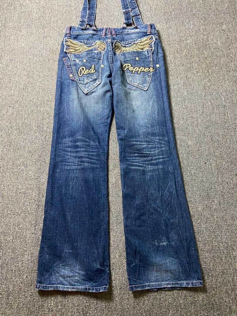 Japanese Brand Vintage Red Pepper Distressed Ripped Jeans Overalls (184) Size US 35 - 4 Thumbnail