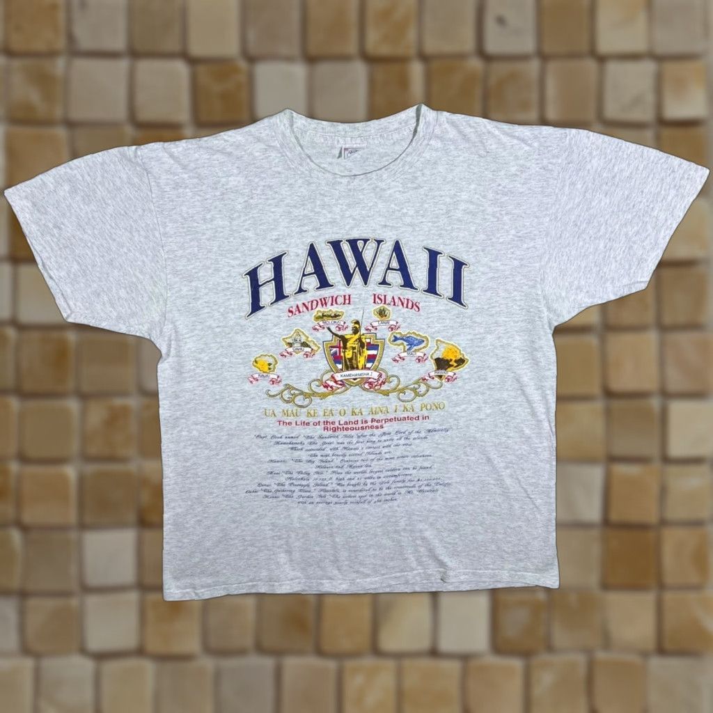 Delta VINTAGE Delta Hawaii "Sandwich Islands" Souvenir Grey Single Stitch T-Shirt XL Men Size US XL / EU 56 / 4 - 1 Thumbnail