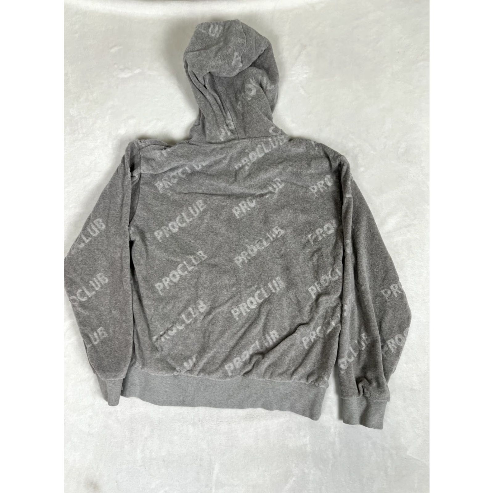 Vintage Pro Club Hoodie Mens Regular Size M Gray All Over Print Heavyweight Terry Fleece Full Zip Size US M / EU 48-50 / 2 - 5 Thumbnail