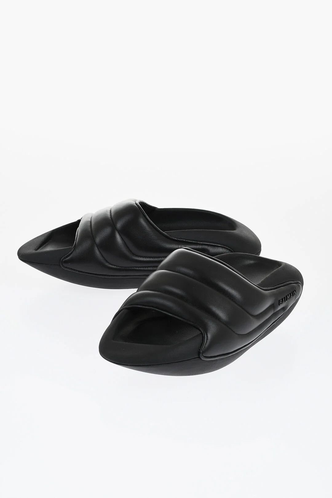 Balmain og1mm0326 Quilted Leather Sandals in Black Size US 8 / EU 41 - 2 Thumbnail