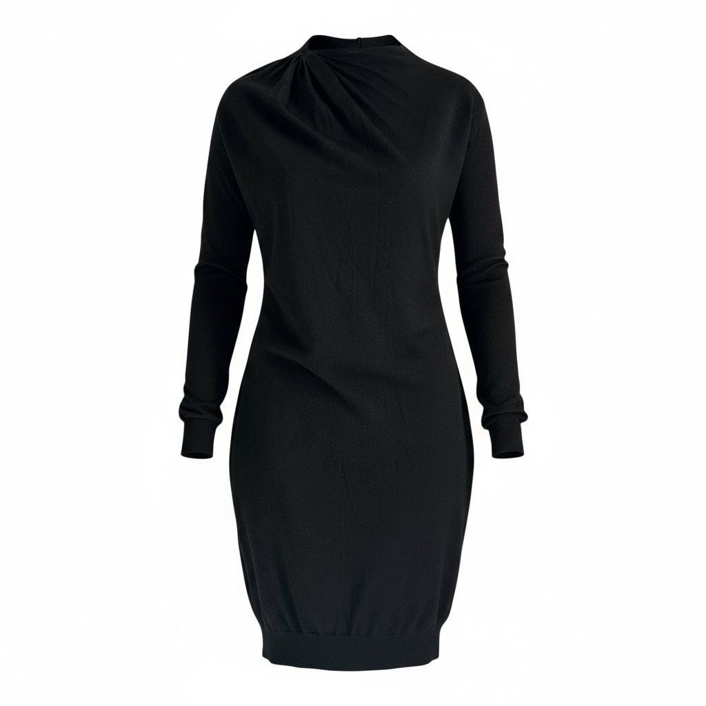 Lanvin Vtg Alber Elbaz Y2K Era Black Sweater Dress Wool Cash Silk Size XS / US 0-2 / IT 36-38 - 3 Thumbnail