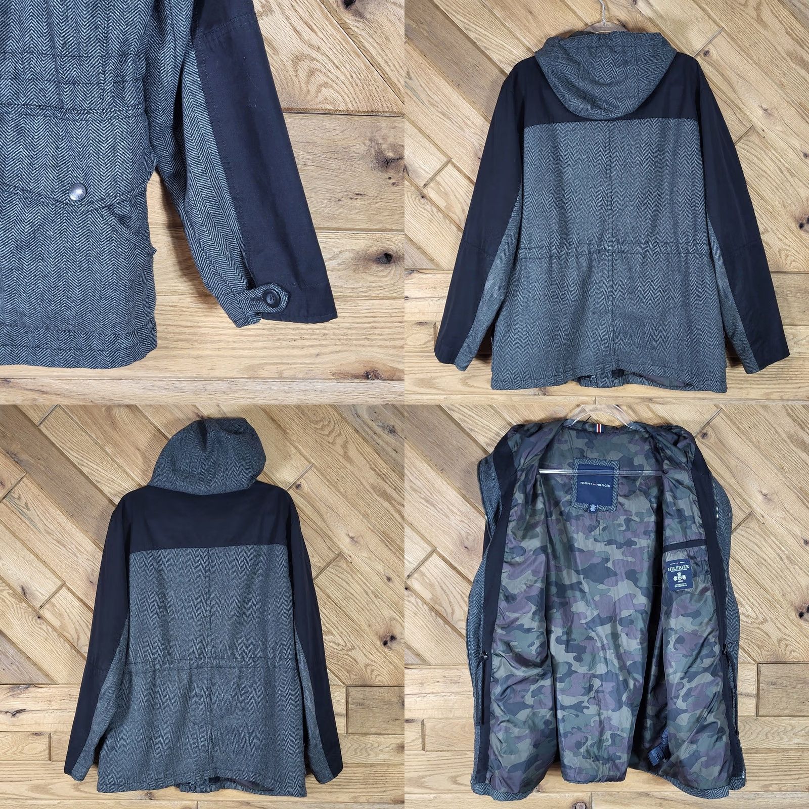 Tommy Hilfiger Tommy Hilfiger Jacket Mens XXl Herringbone Hooded Grey Black Cotton Blend Size US XXL / EU 58 / 5 - 8 Thumbnail