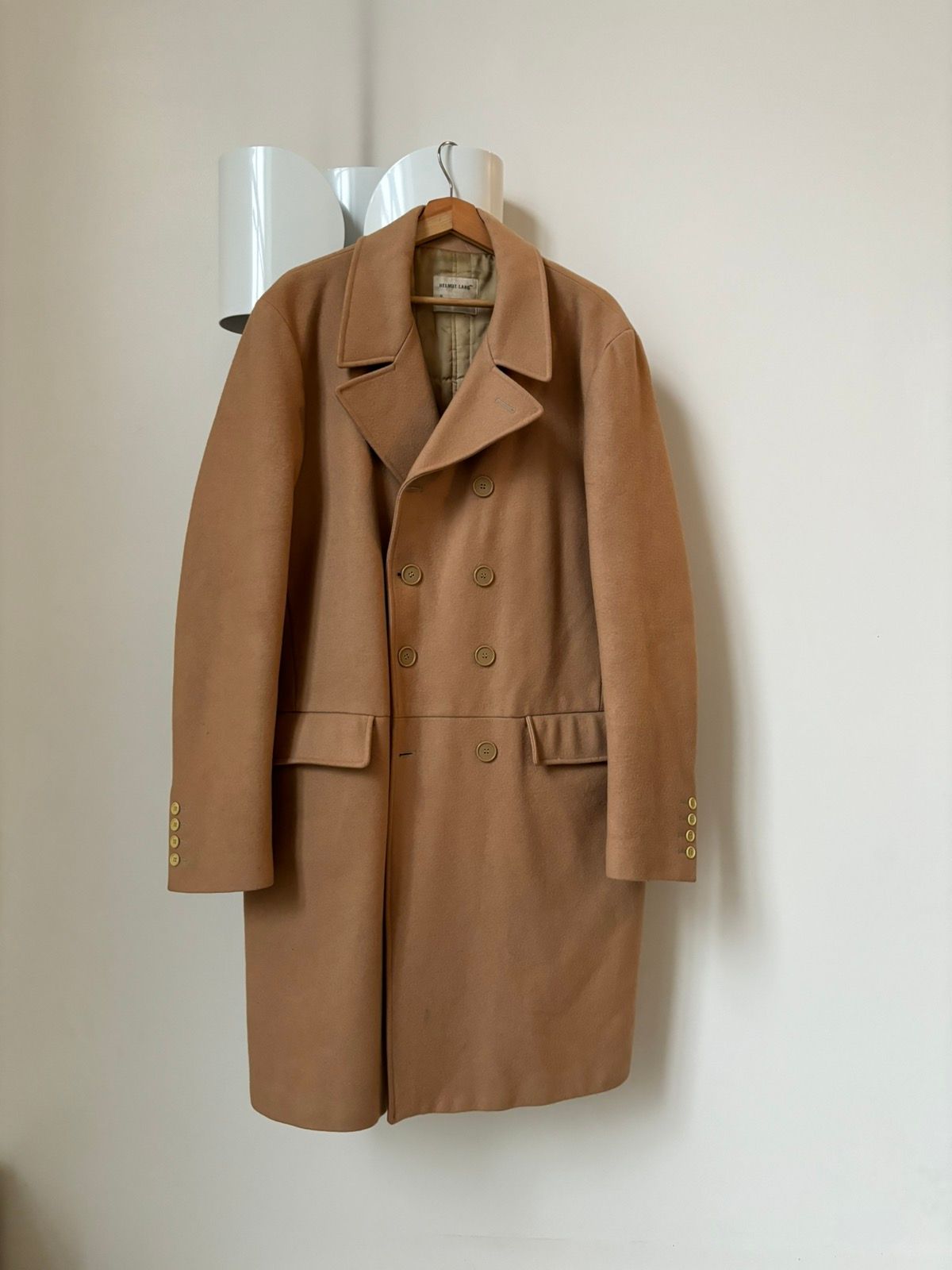 Pre-owned Helmut Lang : Fw 1997 Archive Wool Double Breasted Coat In Camel