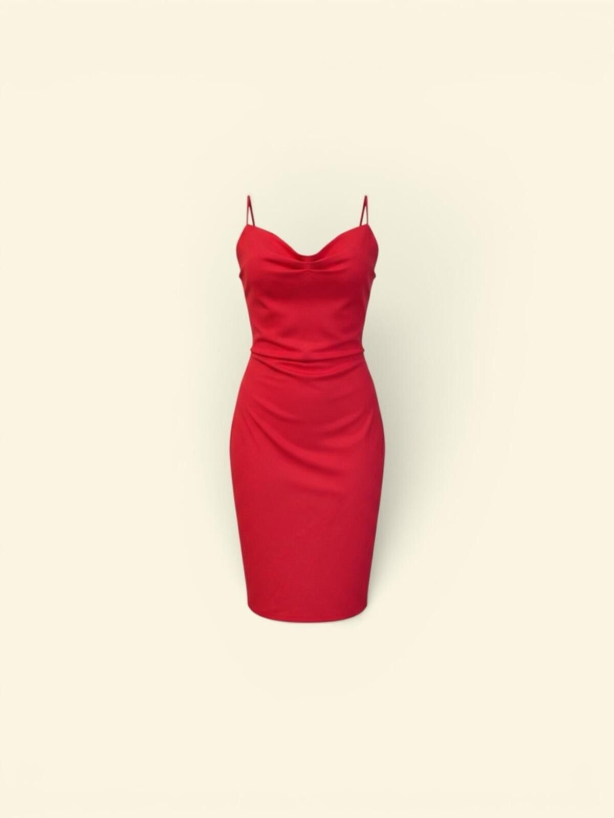 Zara Zara Hot Pinkish Red Mini Slip Dress with Cowl Neckline Size M / US 6-8 / IT 42-44 - 3 Thumbnail