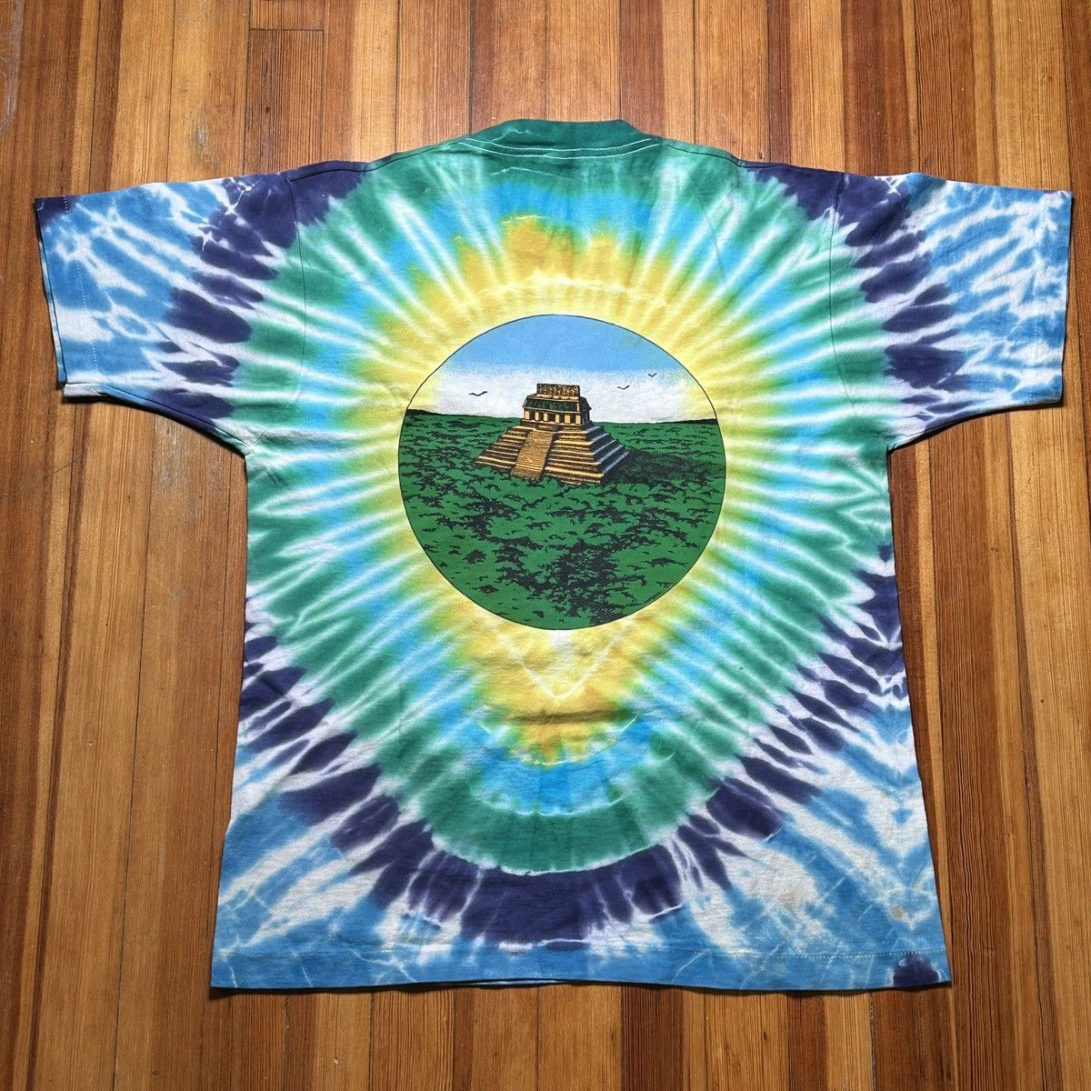 Fruit Of The Loom Javier Agredo Vtg '91 Tie Dye Single Stitch T Shirt Size US L / EU 52-54 / 3 - 3 Thumbnail